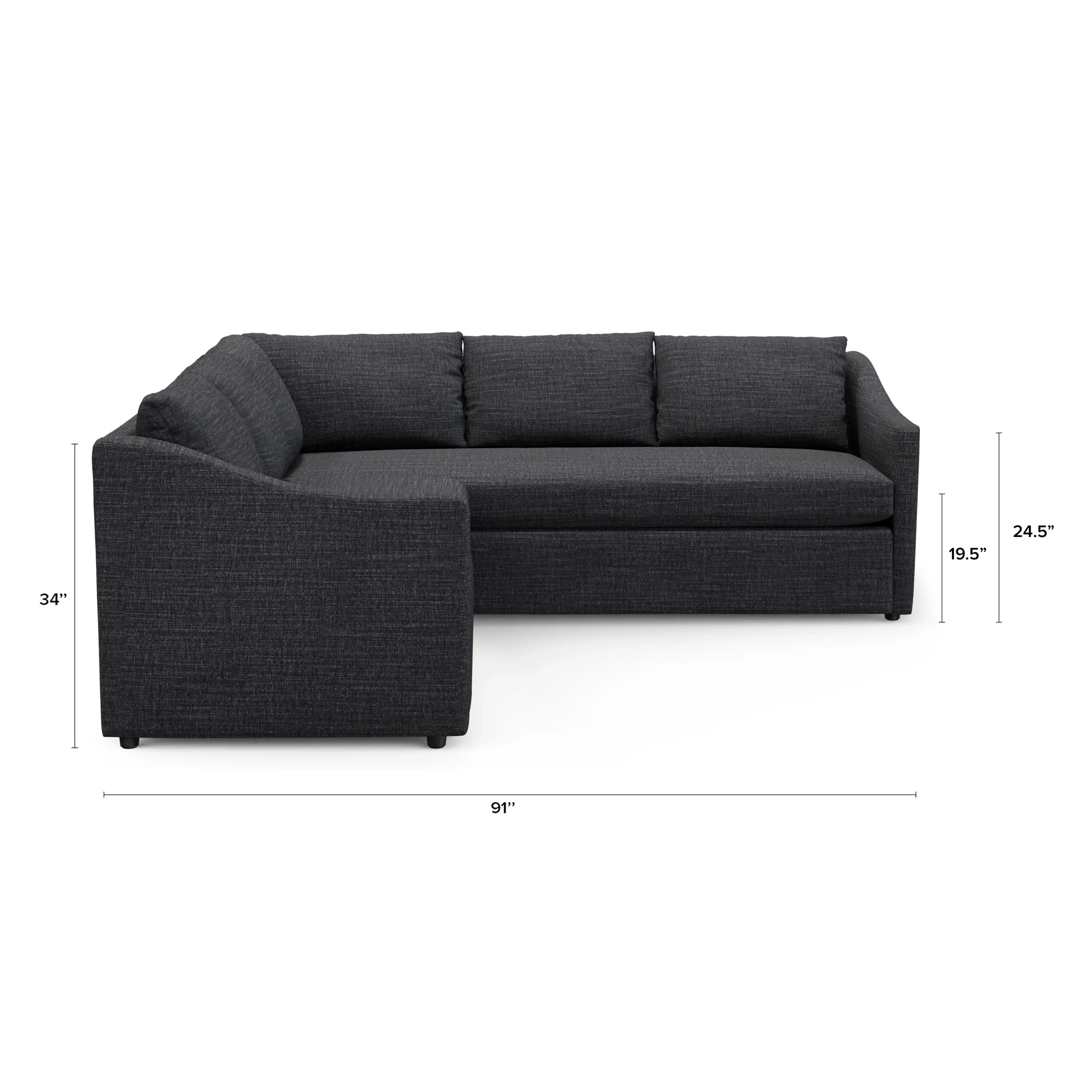 Landry 91_ Corner Sectional - Napa Charcoal - Image 13