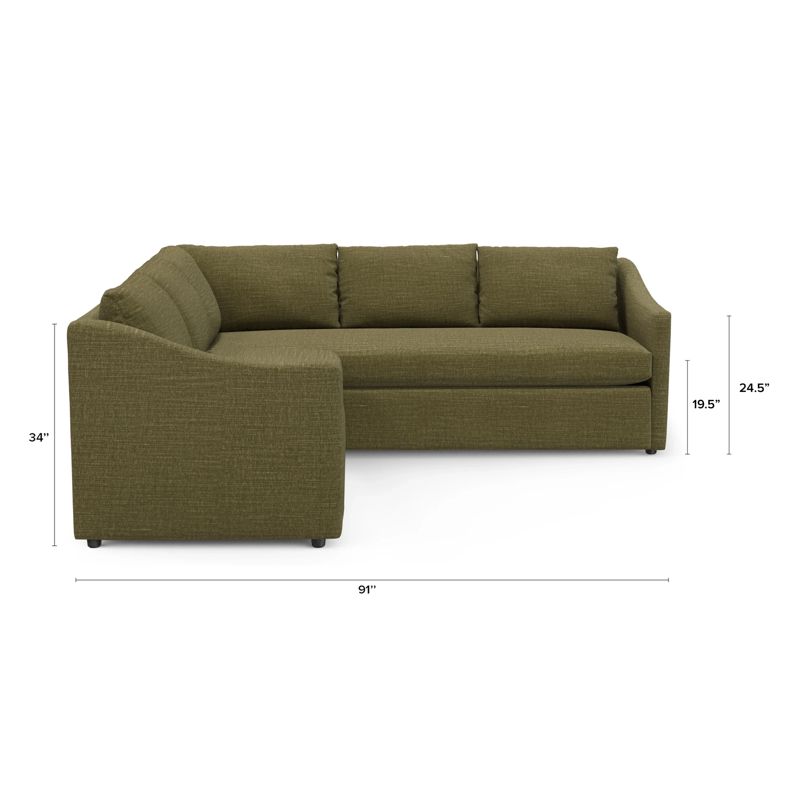 Landry 91_ Corner Sectional - Napa Moss - Image 13