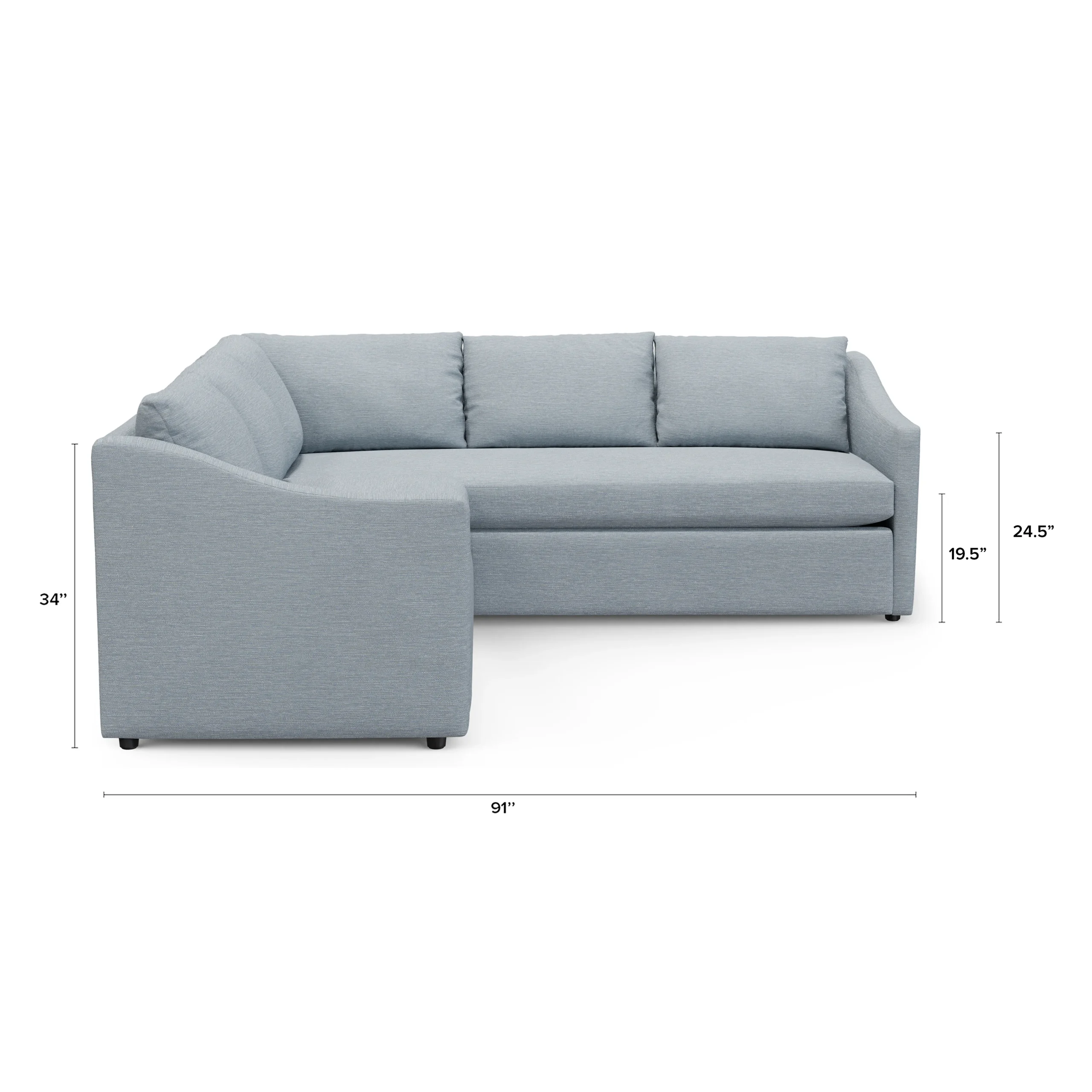 Landry 91_ Corner Sectional - Silver Light Blue - Image 13