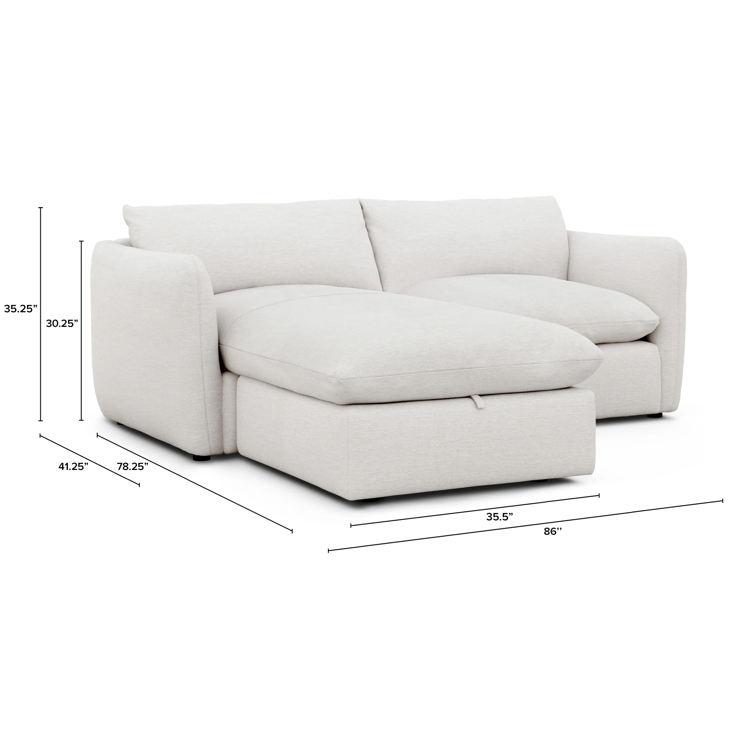 Leigh 86_ Reversible Storage Sleeper Sectional - Silver Gray - Image 13