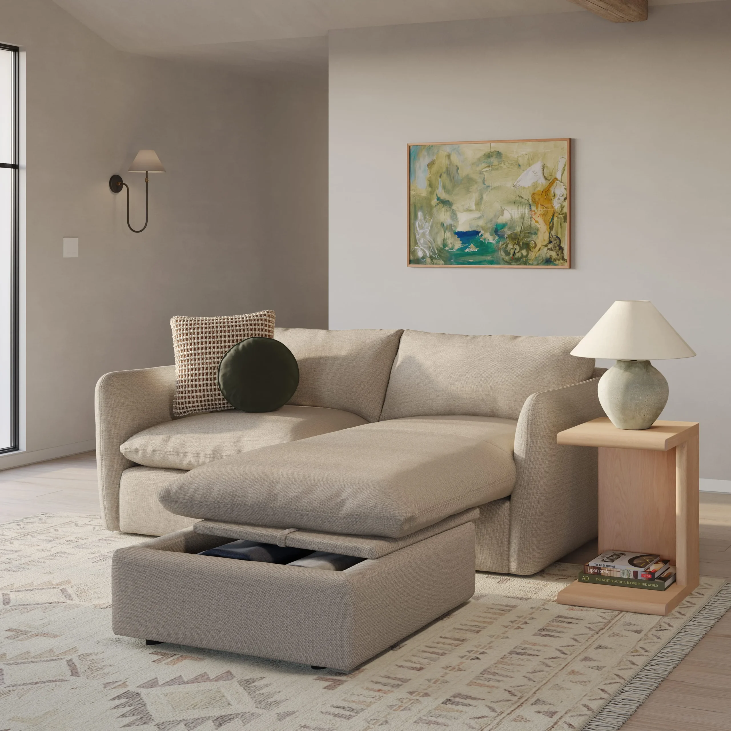 Leigh 86_ Reversible Storage Sleeper Sectional - Silver Taupe - Image 13