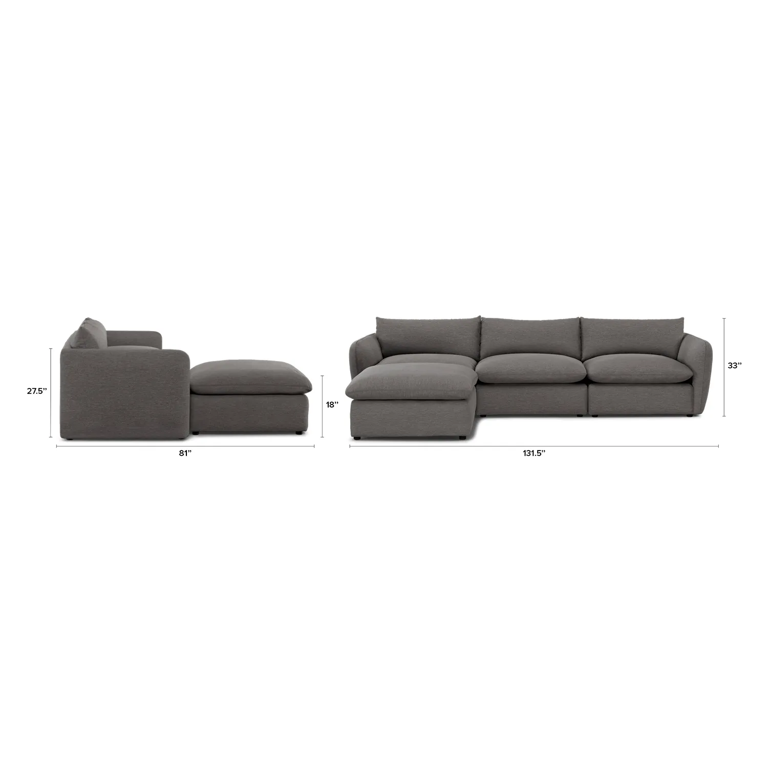 Leigh 131.5_ Modular Sectional - Silver Gray - Image 13