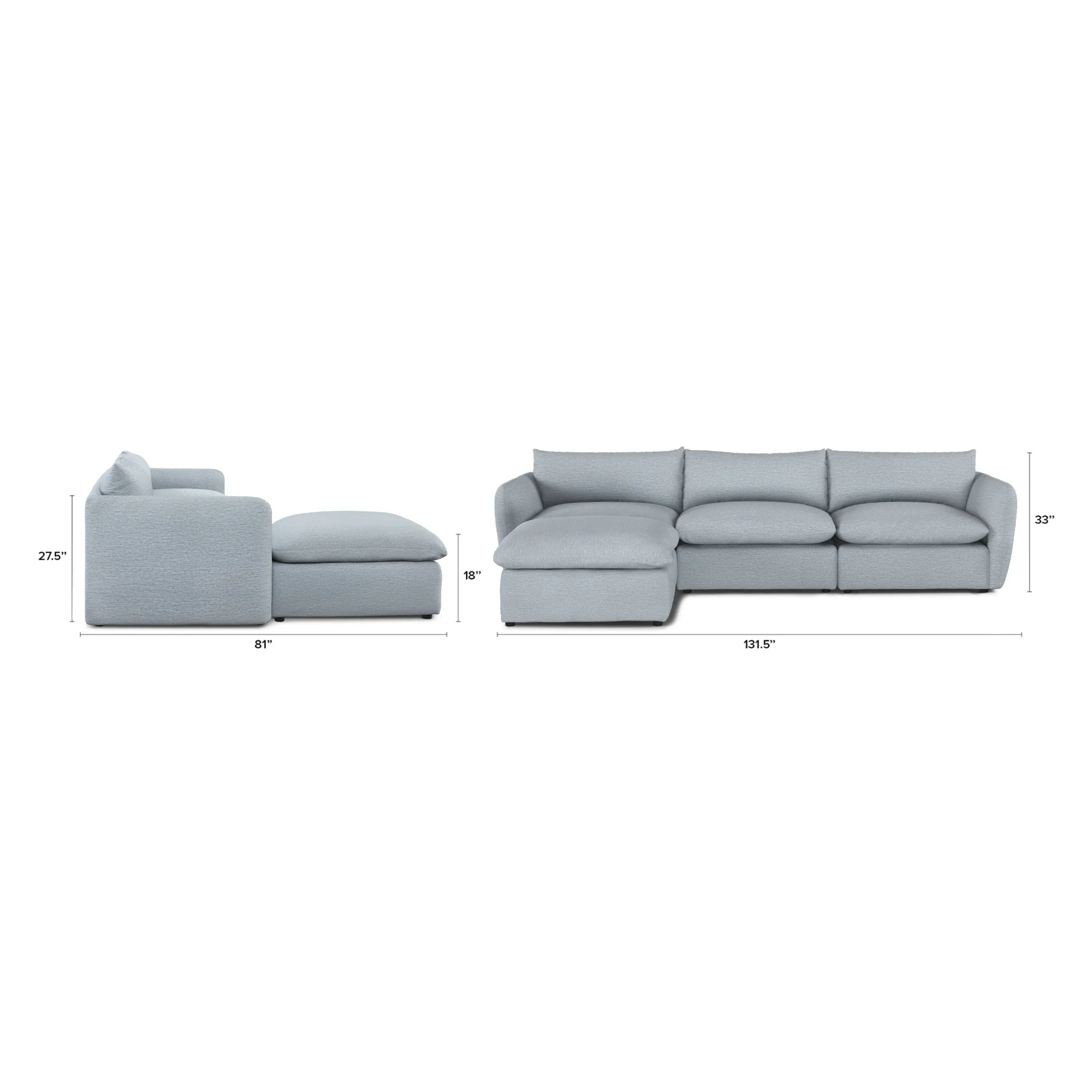 Leigh 131.5_ Modular Sectional - Silver Light Blue - Image 13