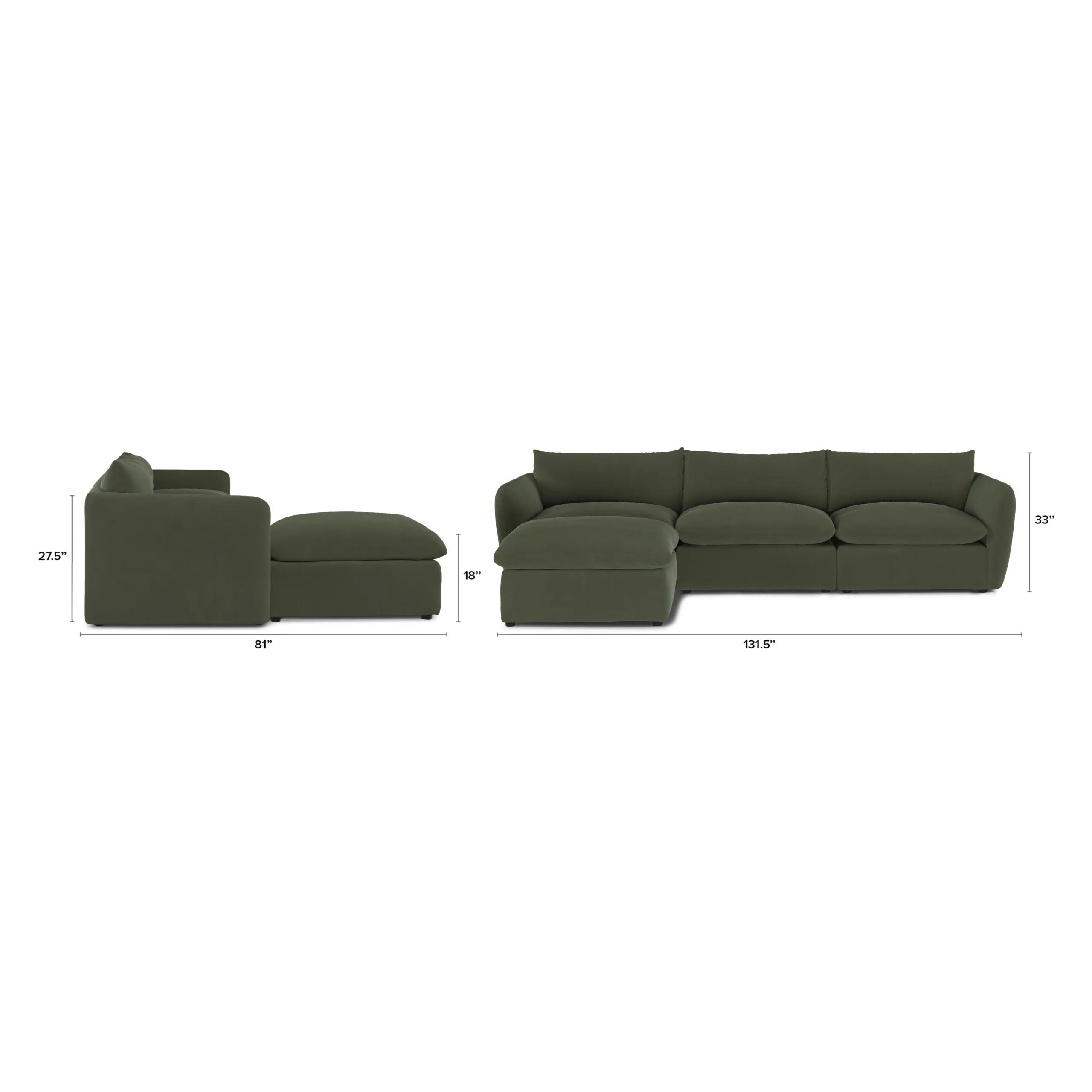 Leigh 131.5_ Velvet Modular Sectional - Hale Fir Green - Image 13