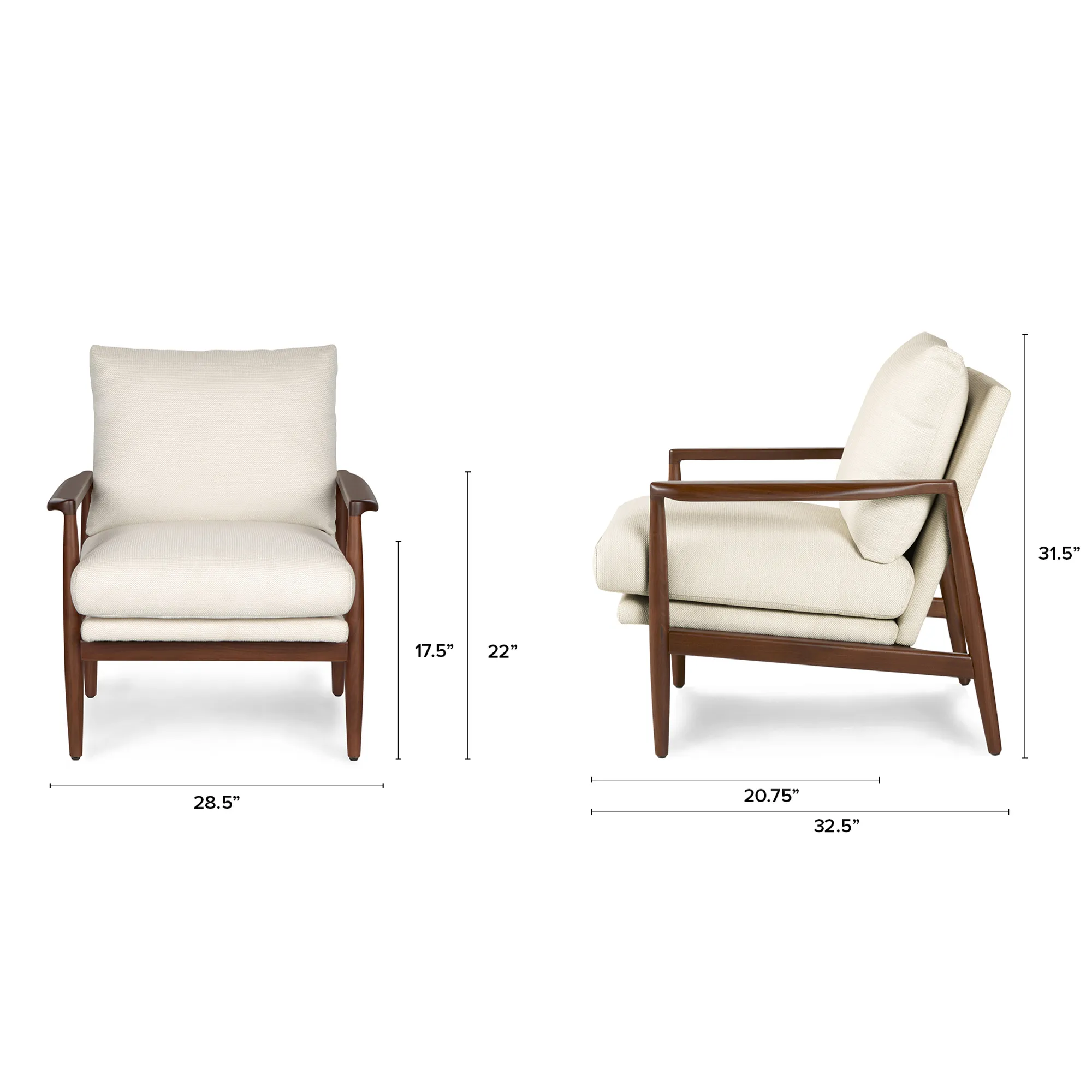 Bavel 28.5_ Lounge Chair - Walnut and Field Ivory - Image 2