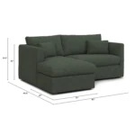 Marina 80_ Reversible Storage Sectional - Green Wool Bouclé