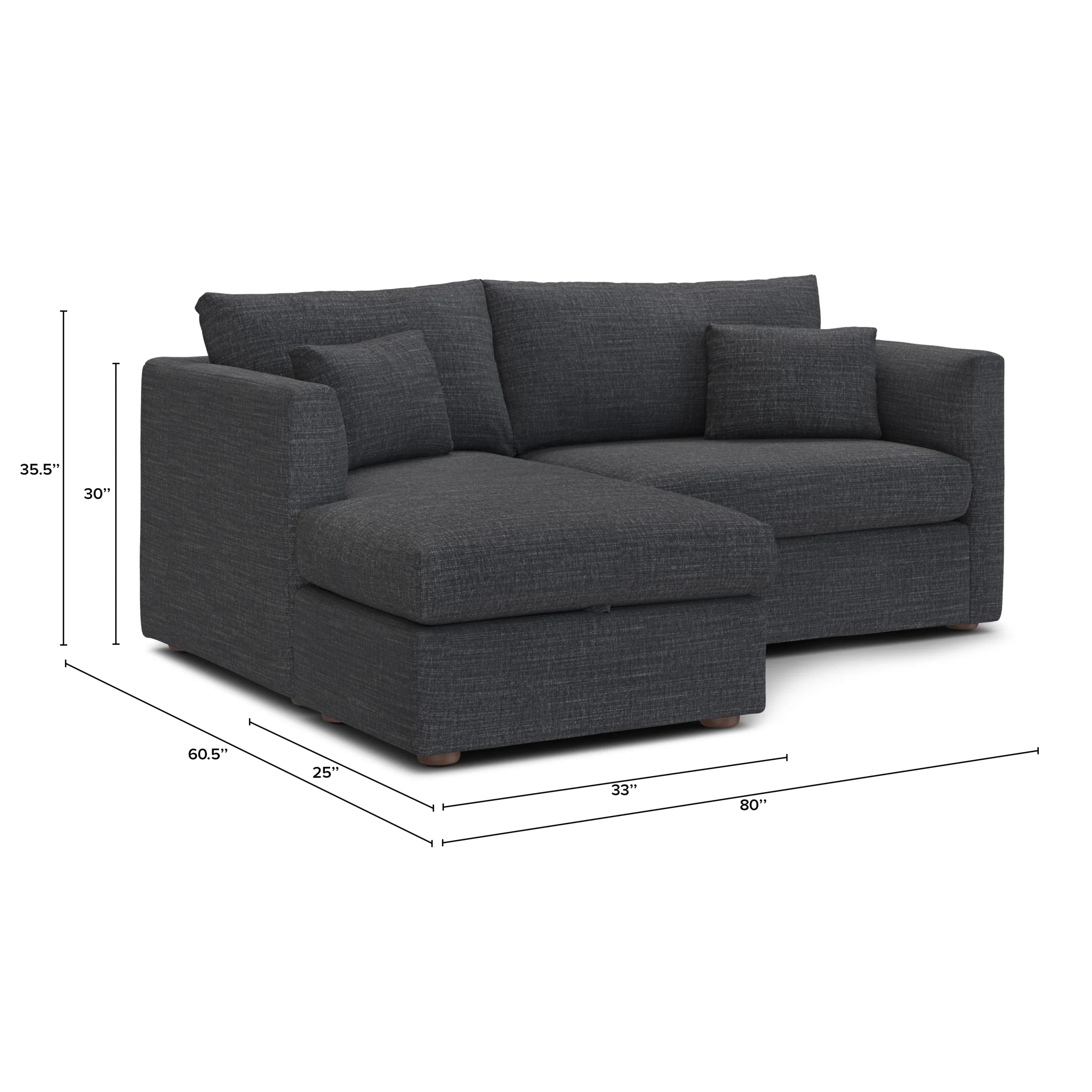 Marina 80_ Reversible Storage Sectional - Napa Charcoal - Image 13