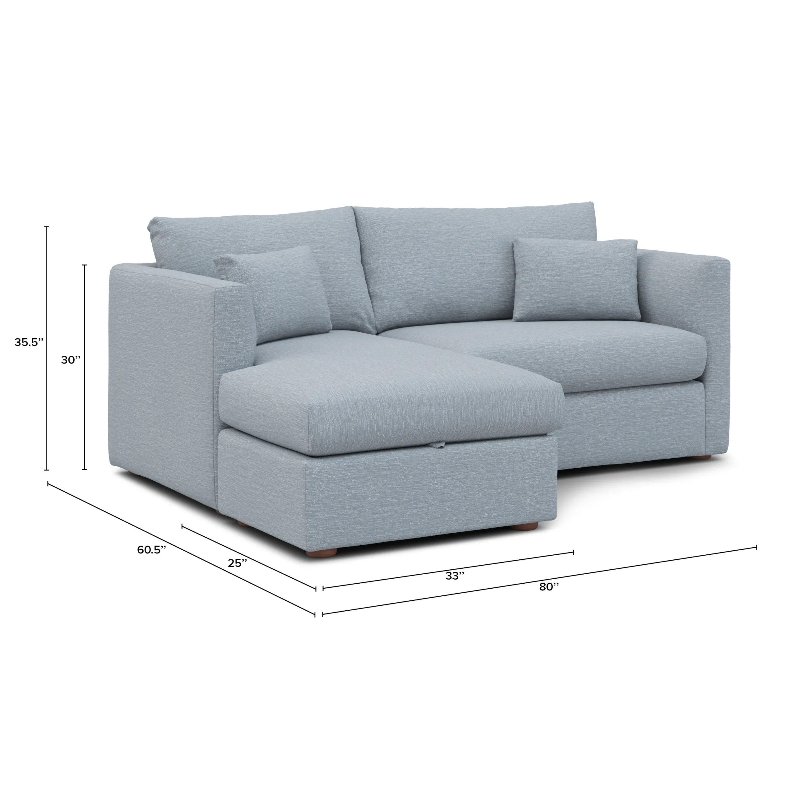Marina 80_ Reversible Storage Sectional - Silver Light Blue - Image 13