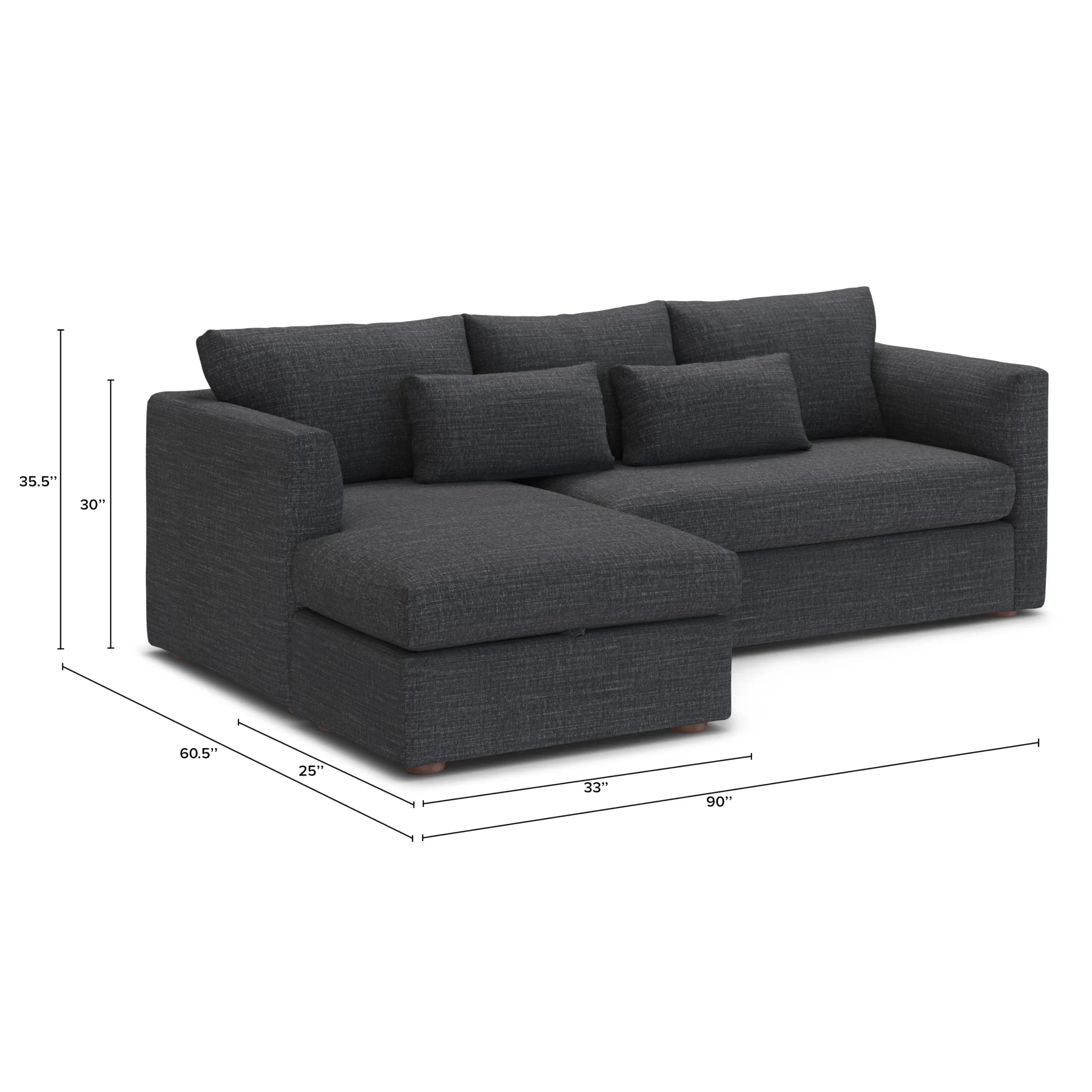 Marina 90_ Reversible Storage Sectional - Napa Charcoal - Image 13