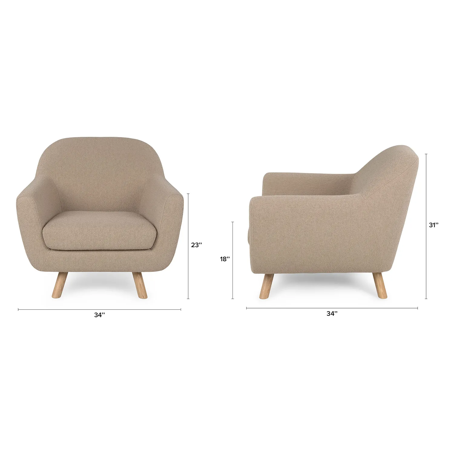 Gabriola 34_ Lounge Chair - Sandstone Wool Bouclé - Image 2