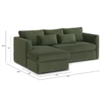 Marina 90_ Velvet Reversible Storage Sectional - Hale Fir Green