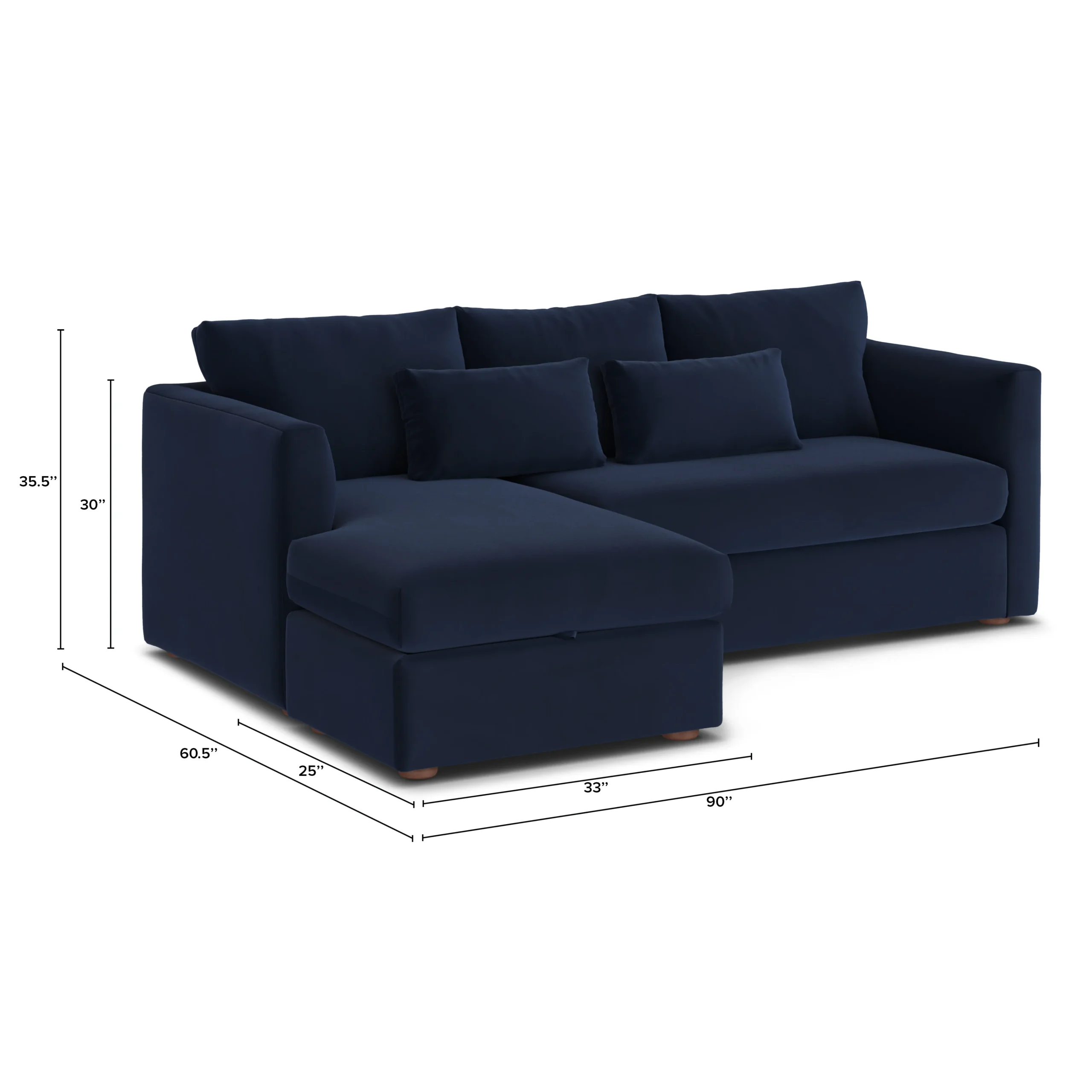 Marina 90_ Velvet Reversible Storage Sectional - Hale Ink - Image 13
