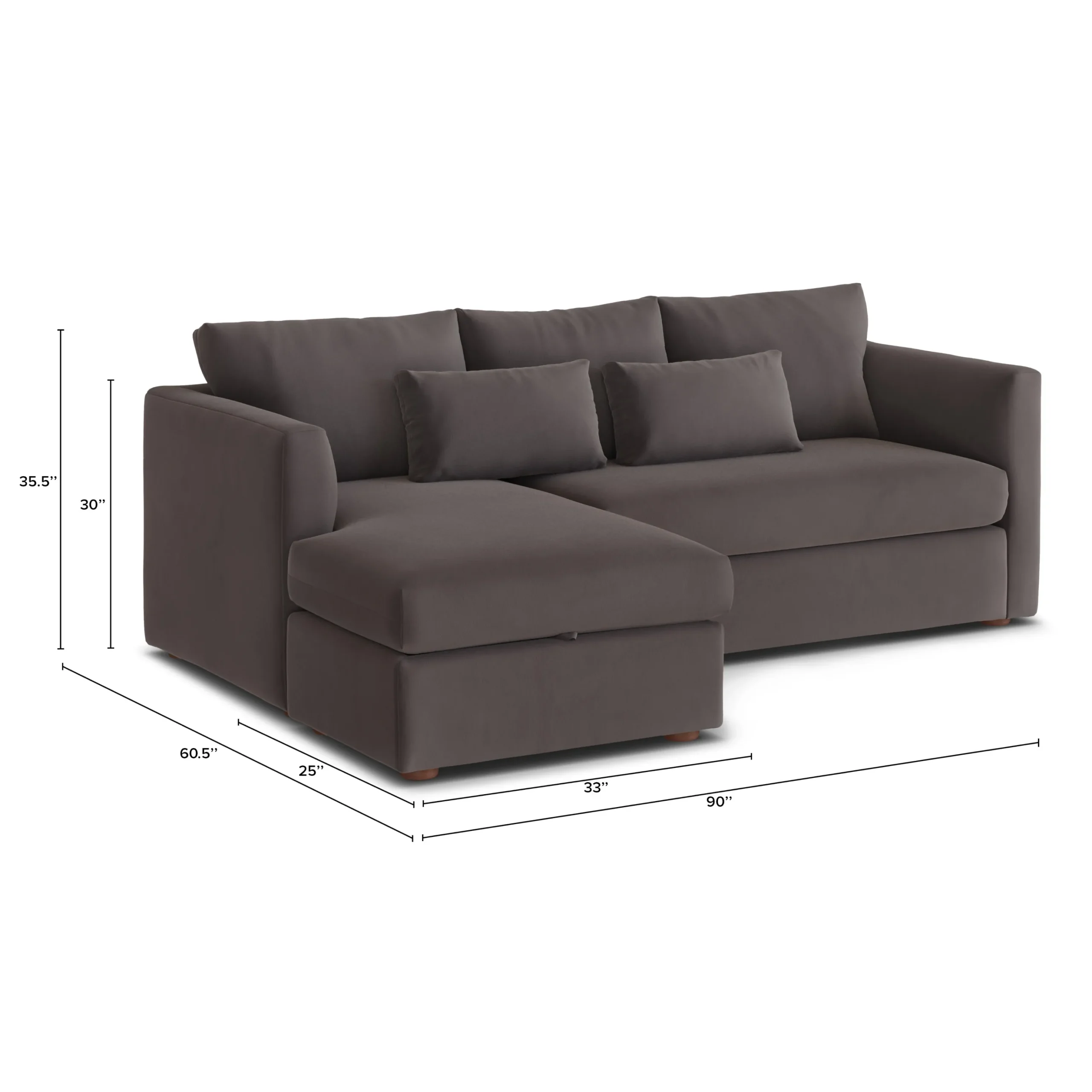 Marina 90_ Velvet Reversible Storage Sectional - Hale Warm Gray - Image 13