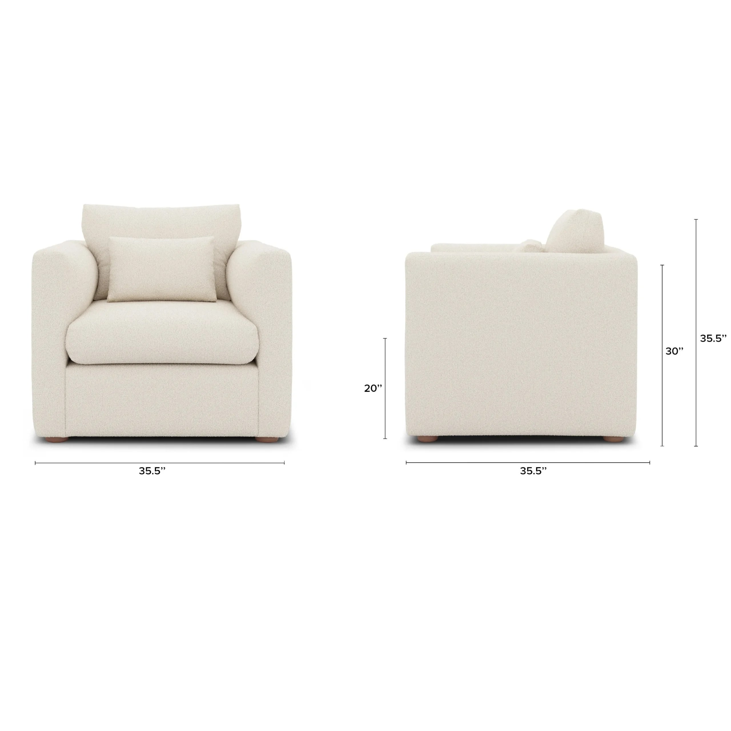 Marina 38_ Lounge Chair - Ivory Wool Bouclé - Image 4