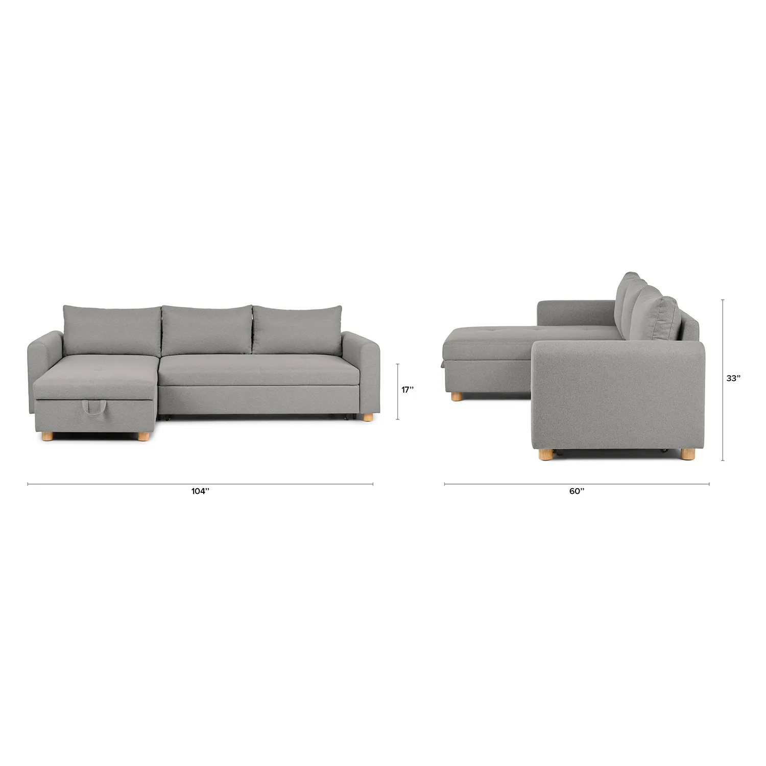 Nordby 104_ Reversible Sleeper Sectional - Pep Gray - Image 13