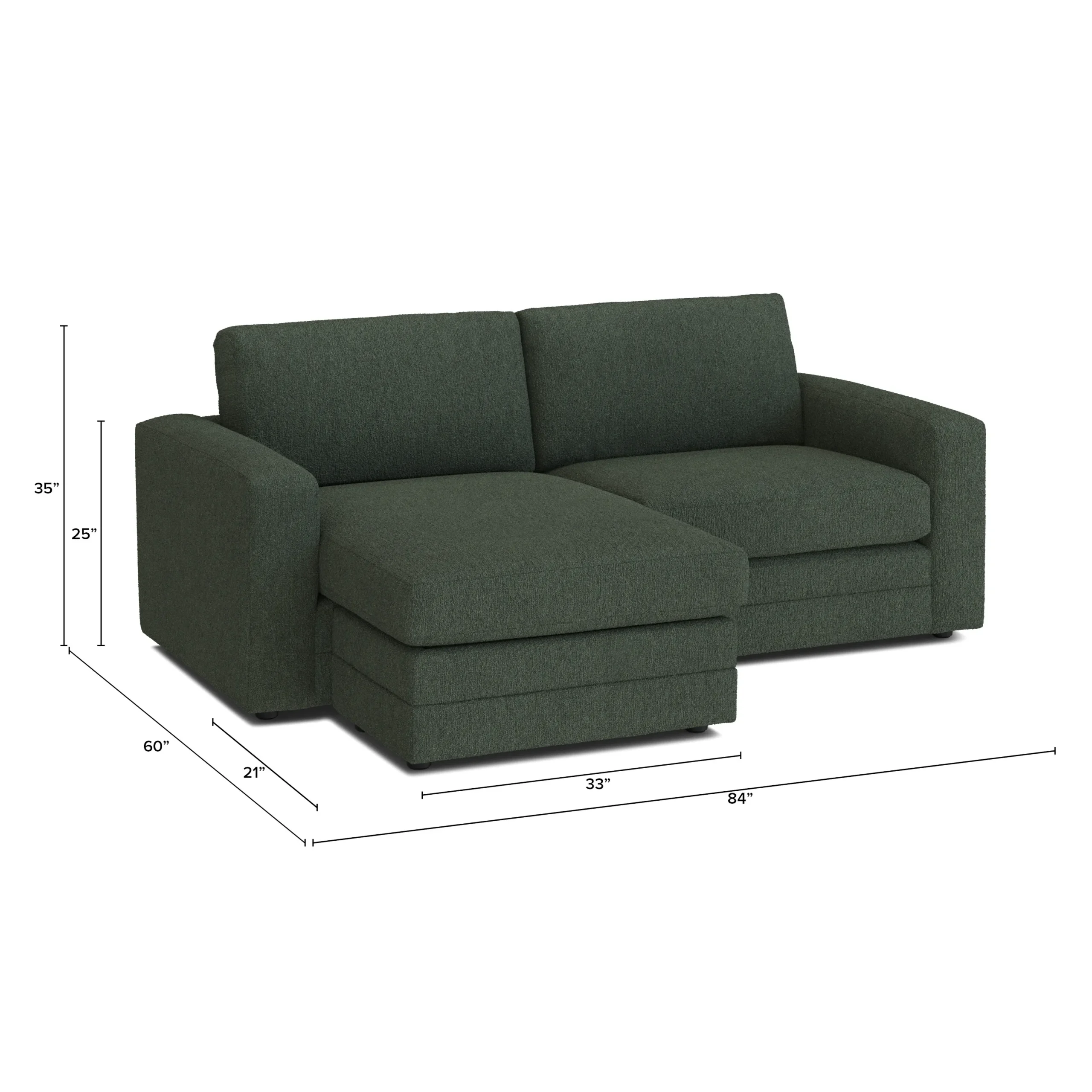 Riley 84_ Reversible Storage Sectional - Green Wool Bouclé - Image 13