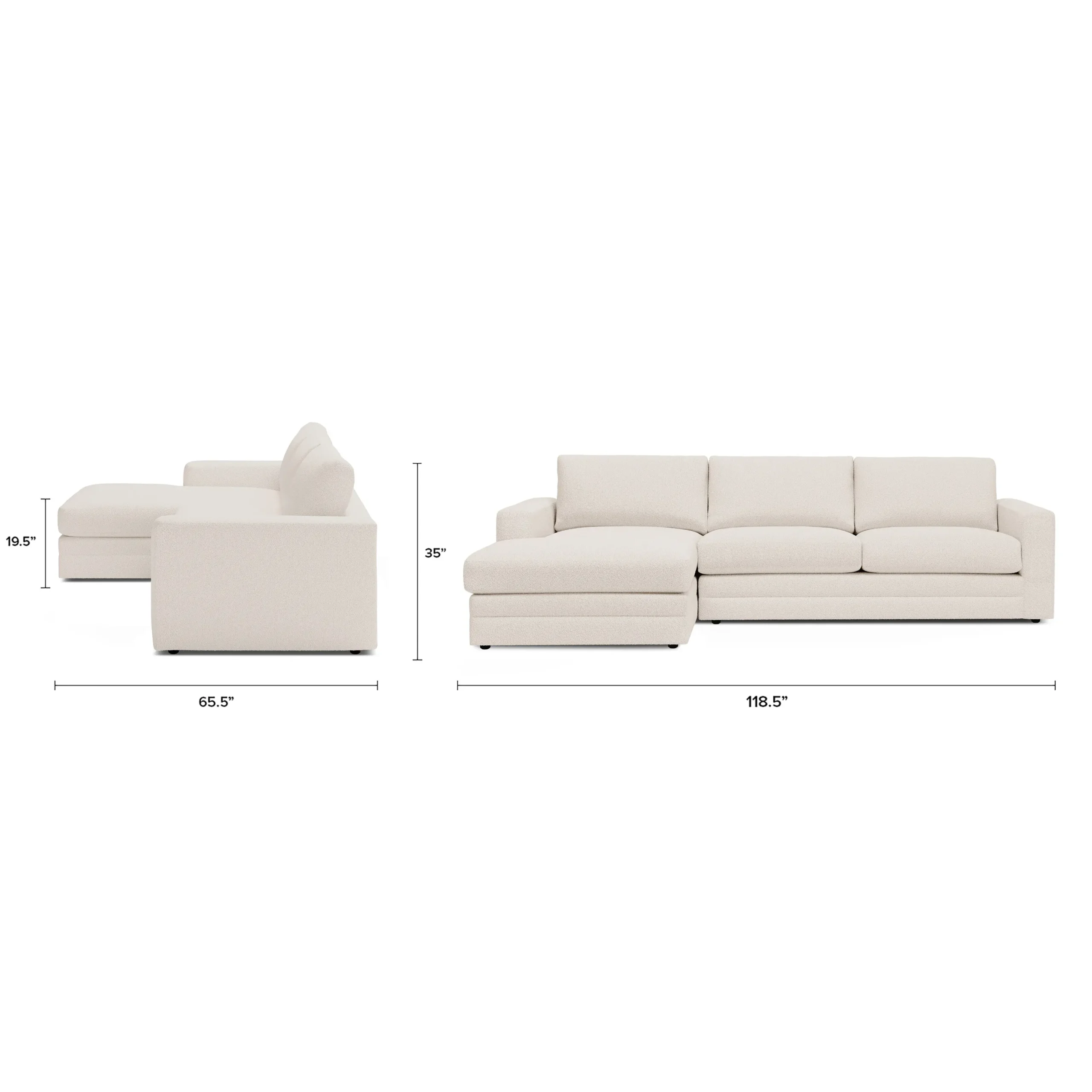 Riley 118.5_ Left Sectional - Ivory Wool Bouclé - Image 13