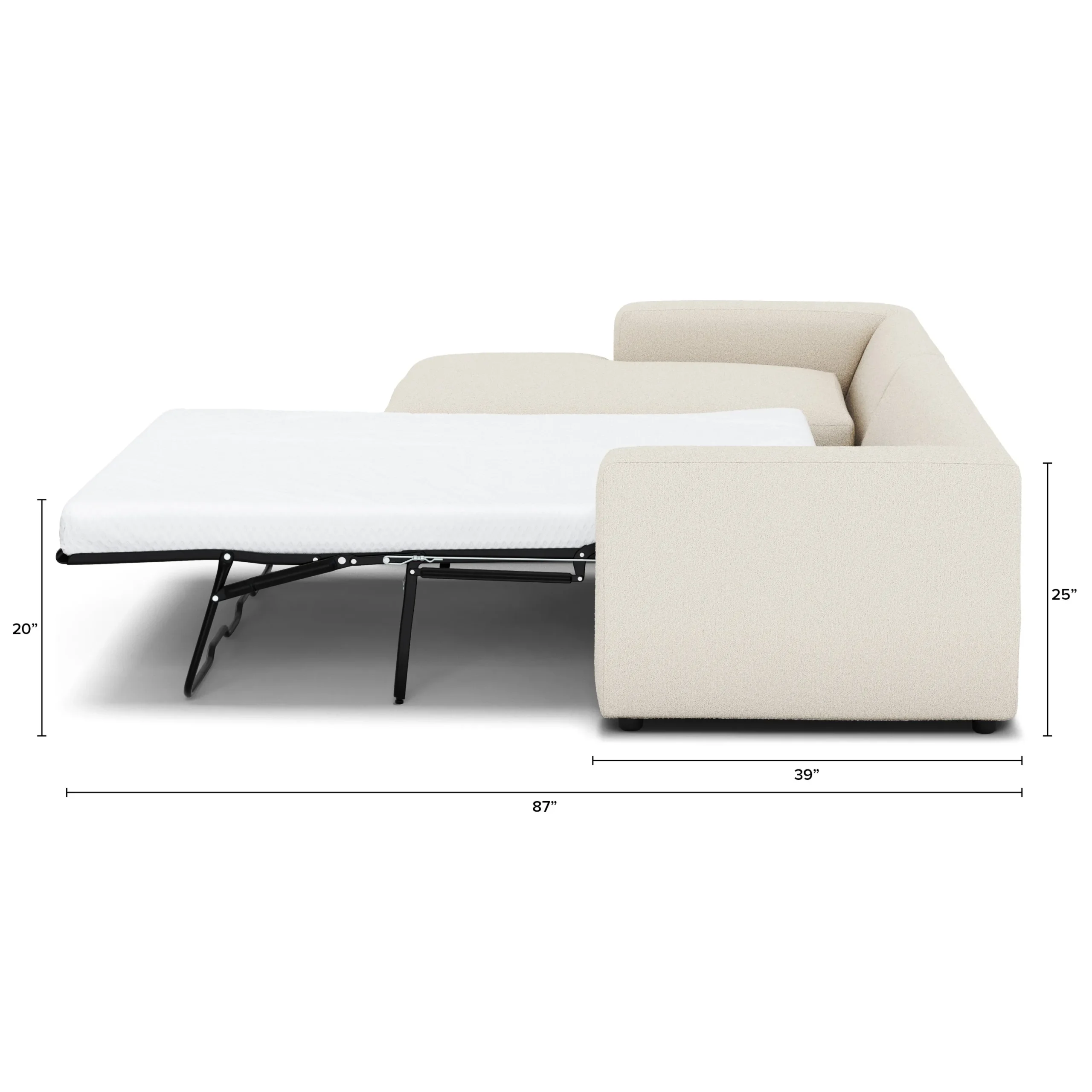Riley 118_ Left Storage Sleeper Sectional - Ivory Wool Bouclé - Image 13