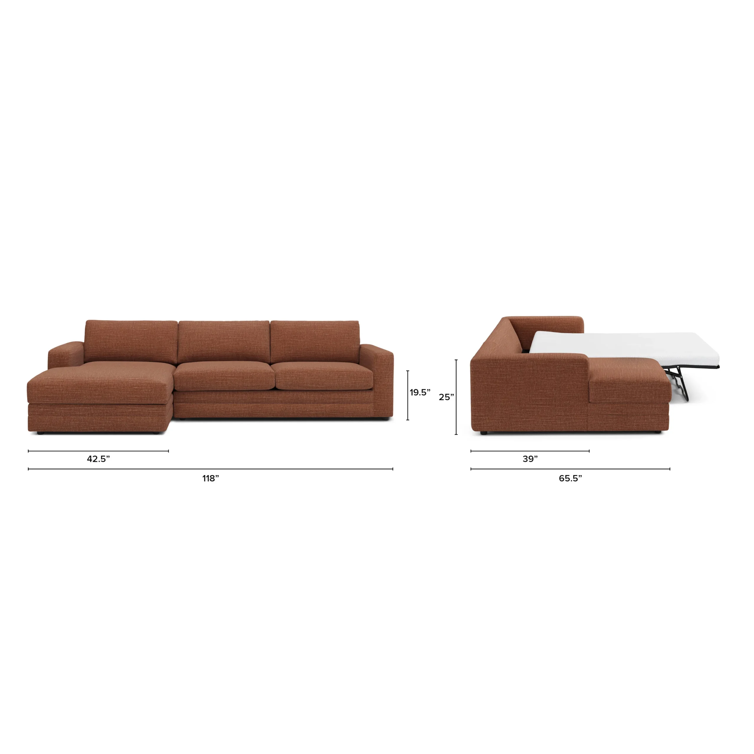 Riley 118_ Left Storage Sleeper Sectional - Napa Rust - Image 13