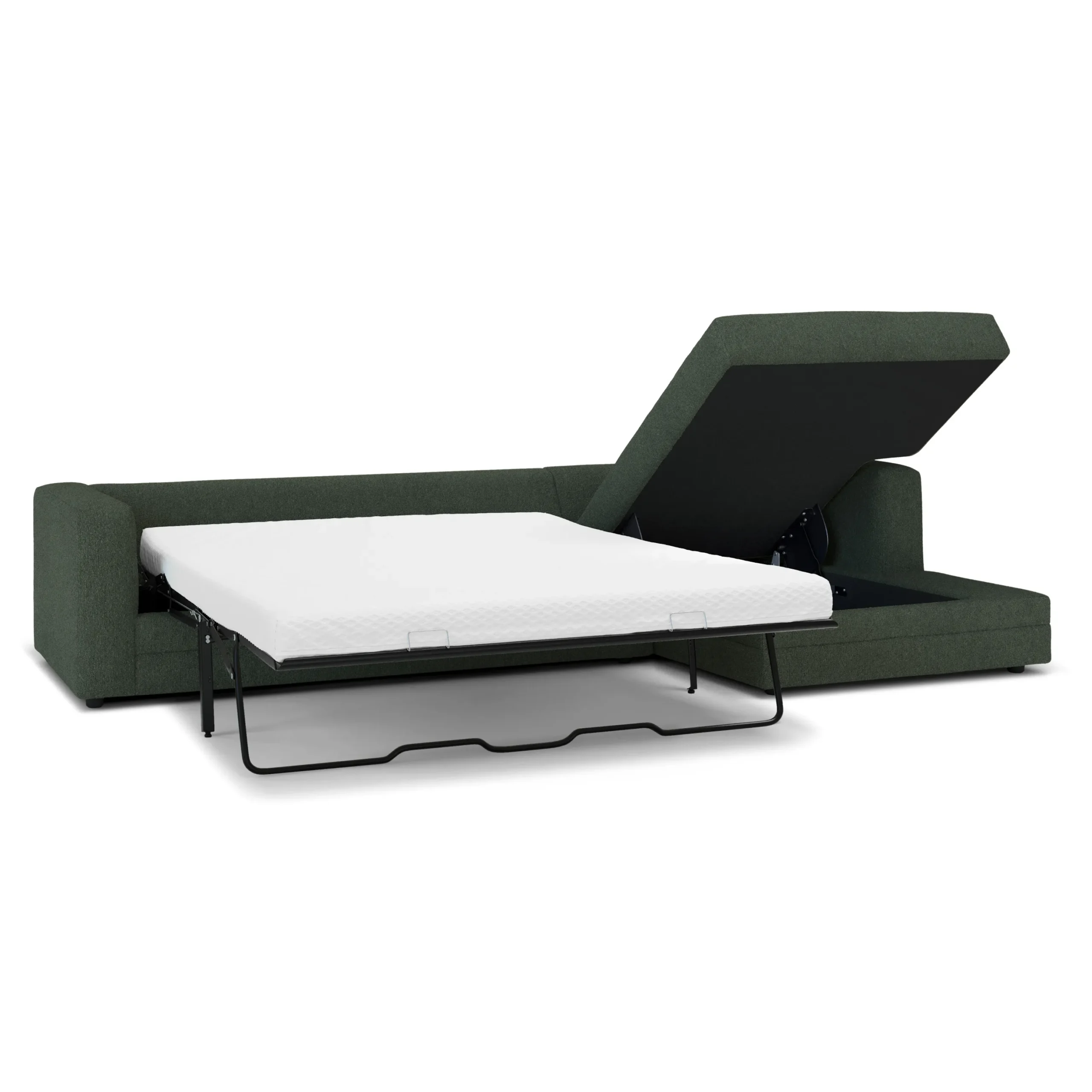Riley 118_ Right Storage Sleeper Sectional - Green Wool Bouclé - Image 10