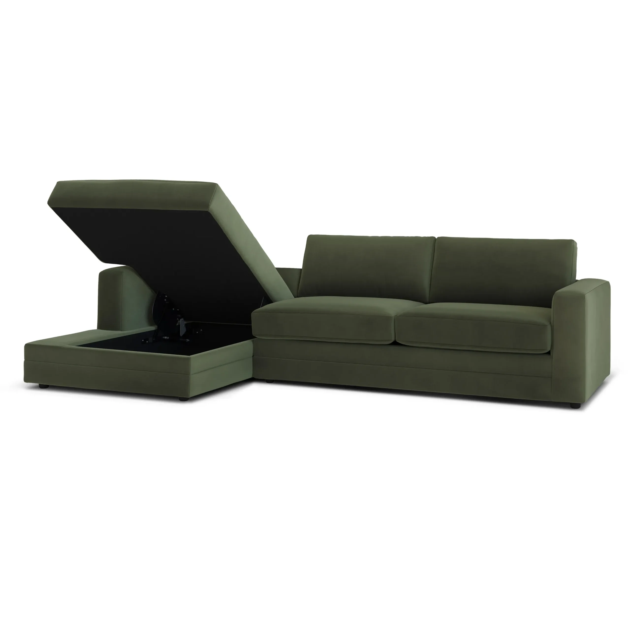 Riley 118_ Velvet Left Storage Sleeper Sectional - Hale Fir Green - Image 10