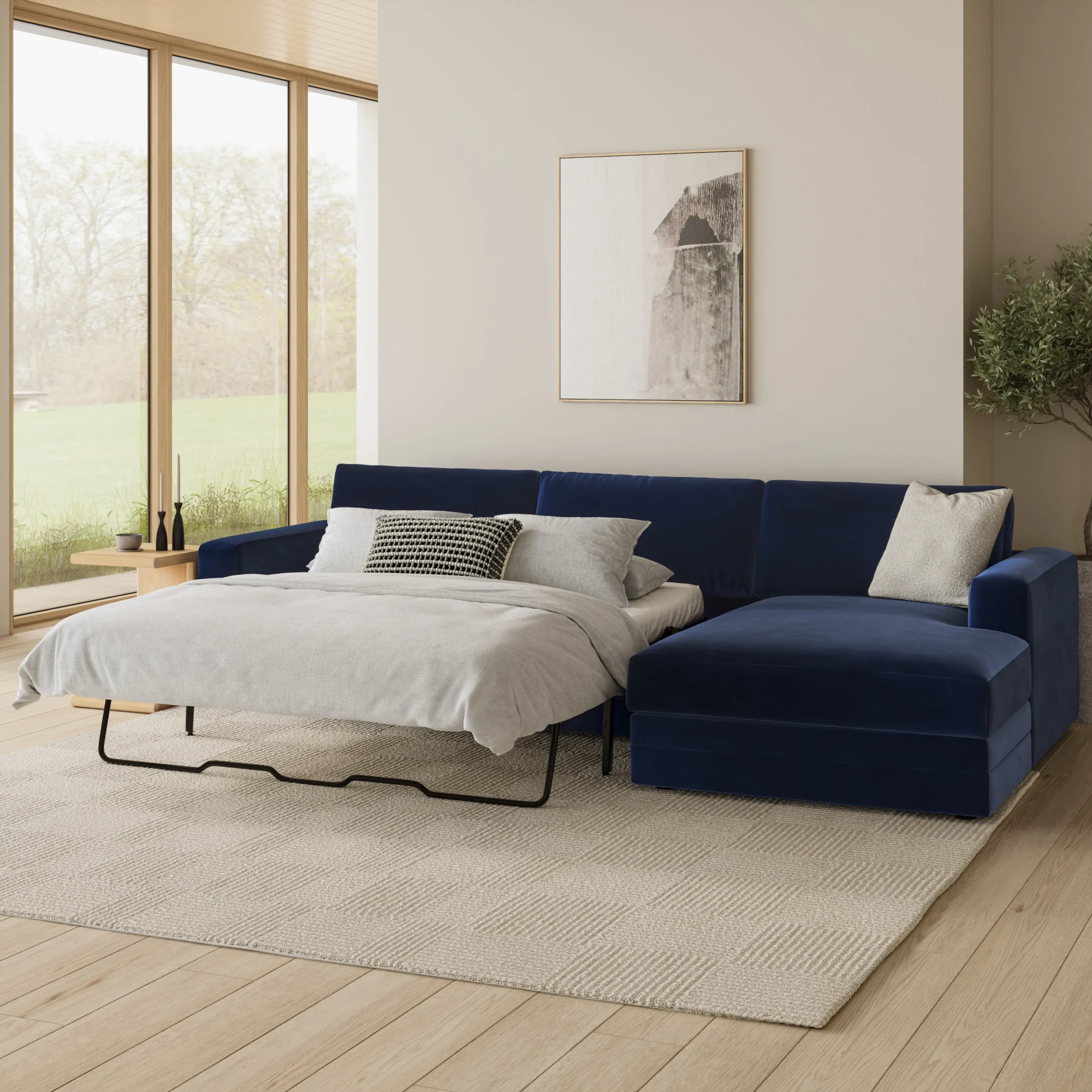 Riley 118_ Velvet Right Storage Sleeper Sectional - Hale Ink - Image 10