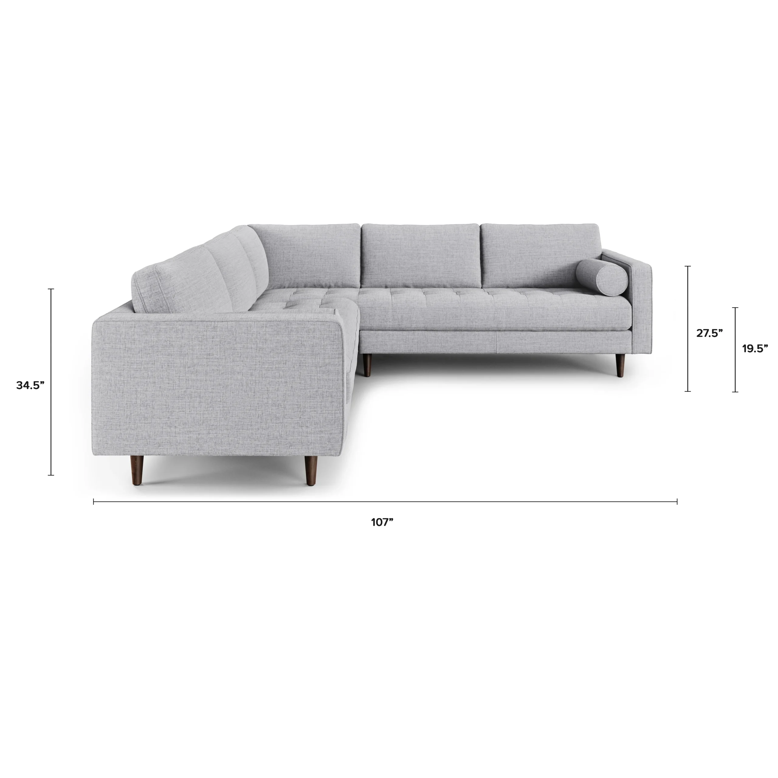 Sven 91_ Tufted Corner Sectional - Stone Gray - Image 13
