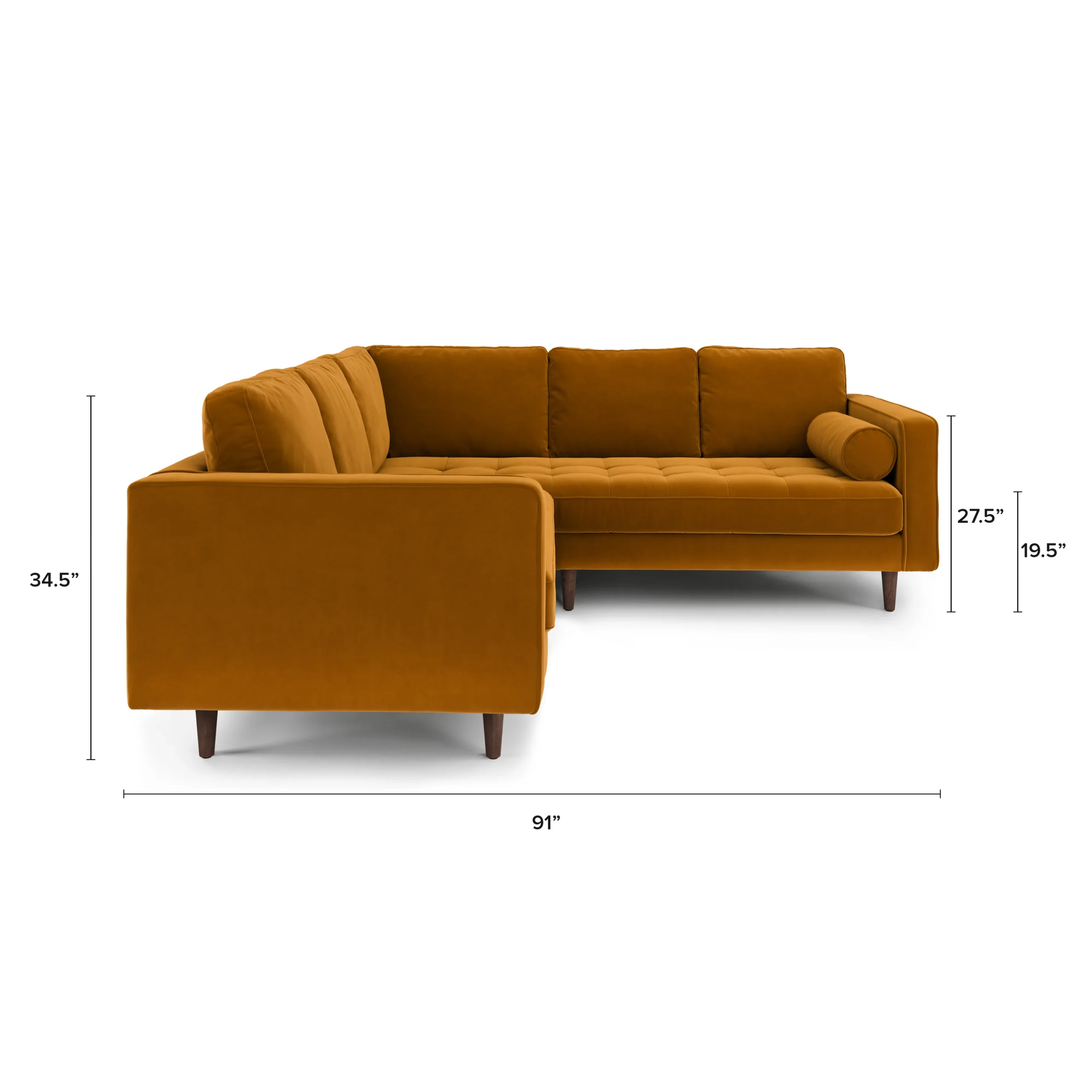 Sven 91_ Tufted Velvet Corner Sectional - Plush Pacific Ginger - Image 13