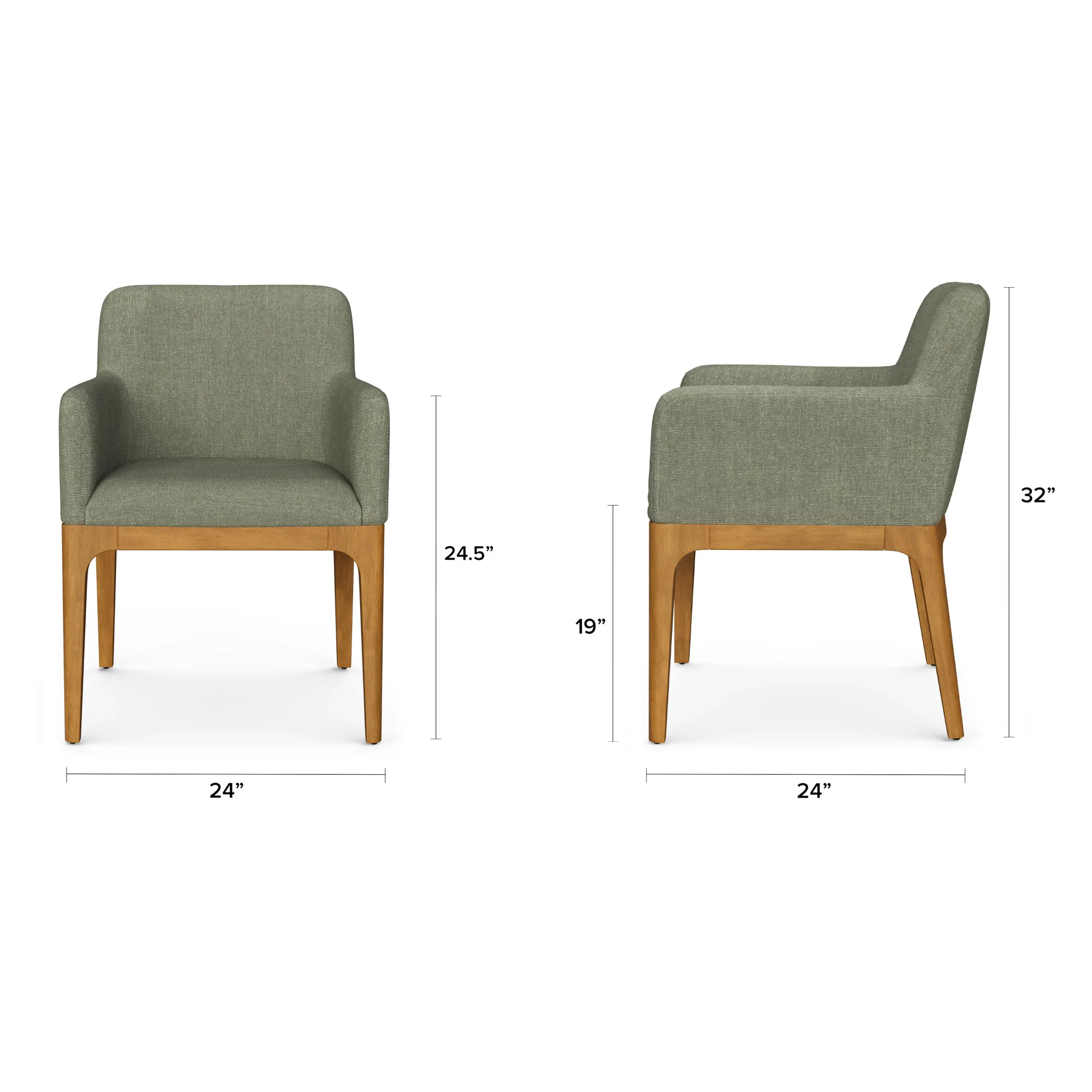 Rosin Dining Armchair - Smoked Oak and Welsh Green - Image 13