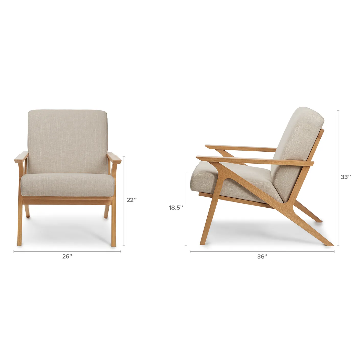 Otio 26_ Lounge Chair - Oak and Welsh Taupe - Image 2