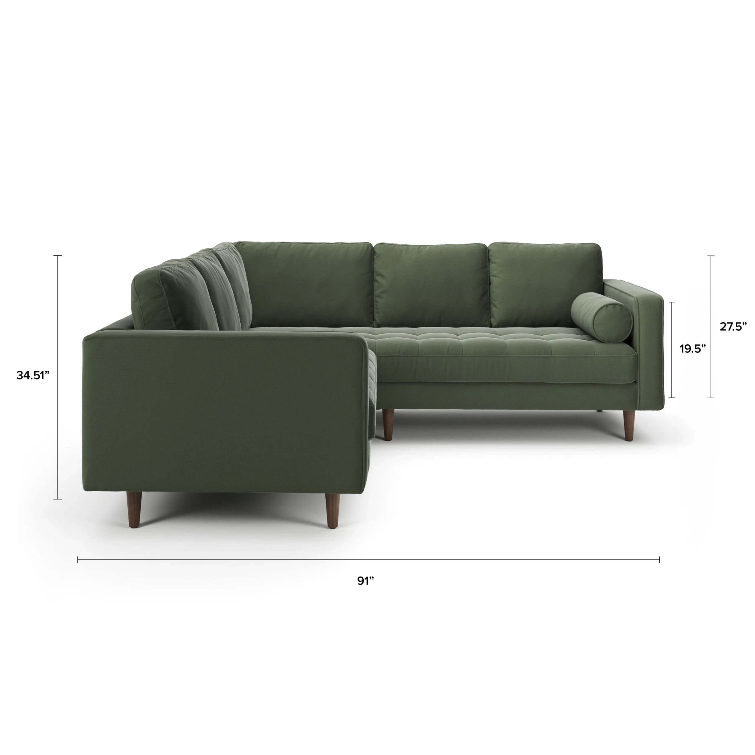 Sven 91_ Tufted Velvet Corner Sectional - Plush Pacific Green - Image 13