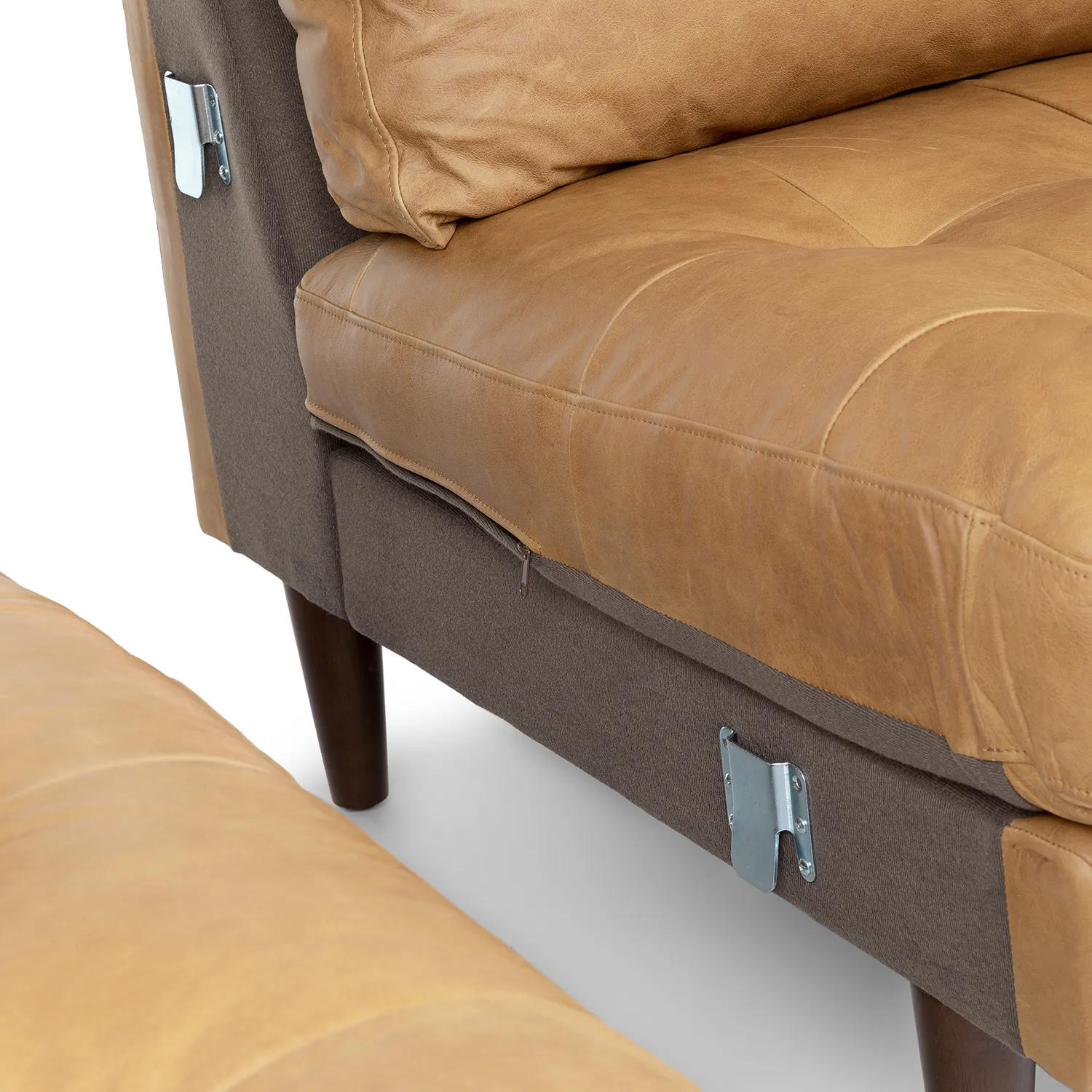 Sven 100_ Tufted Leather Left Sectional - Charme Tan - Image 13