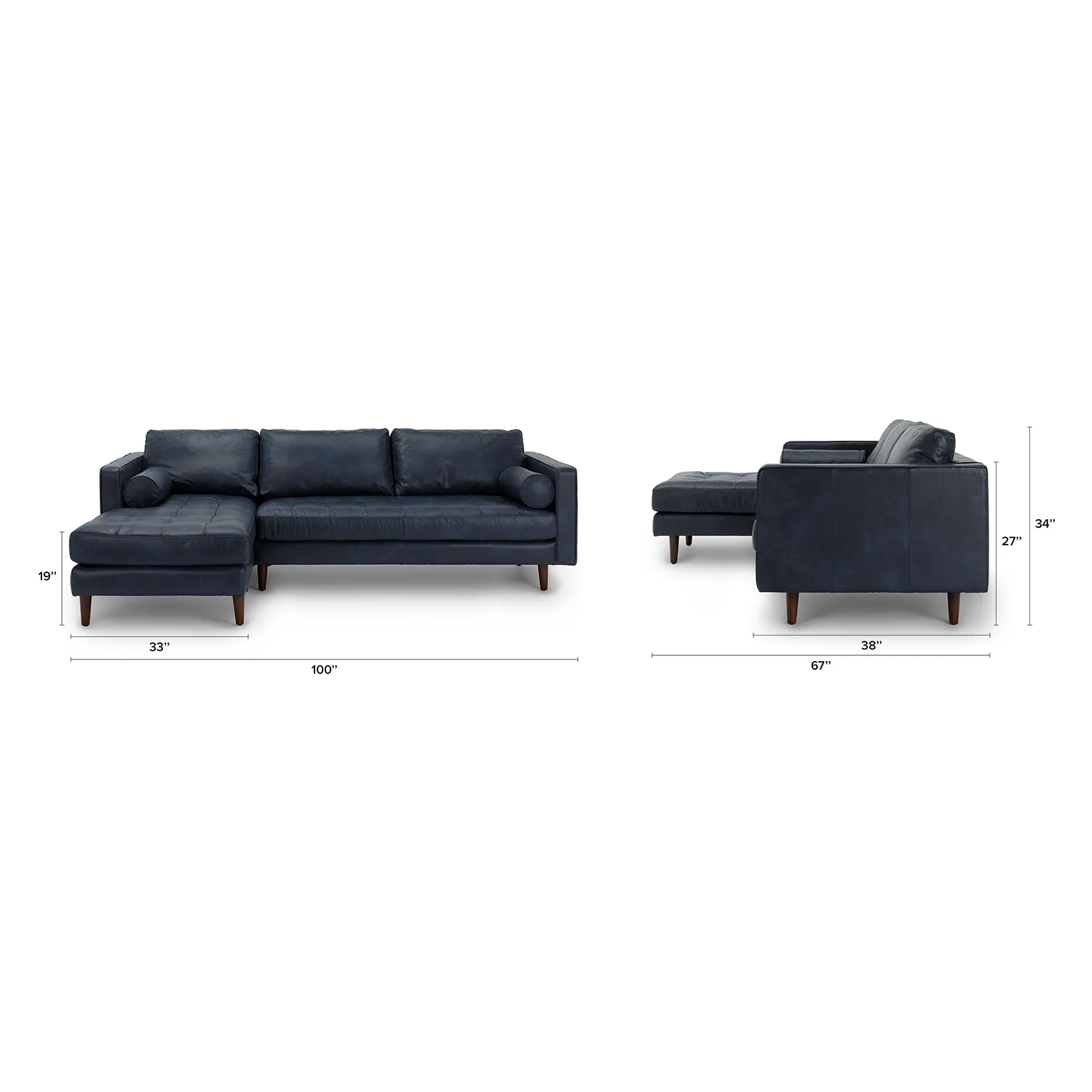 Sven 100_ Tufted Leather Left Sectional - Oxford Blue - Image 13