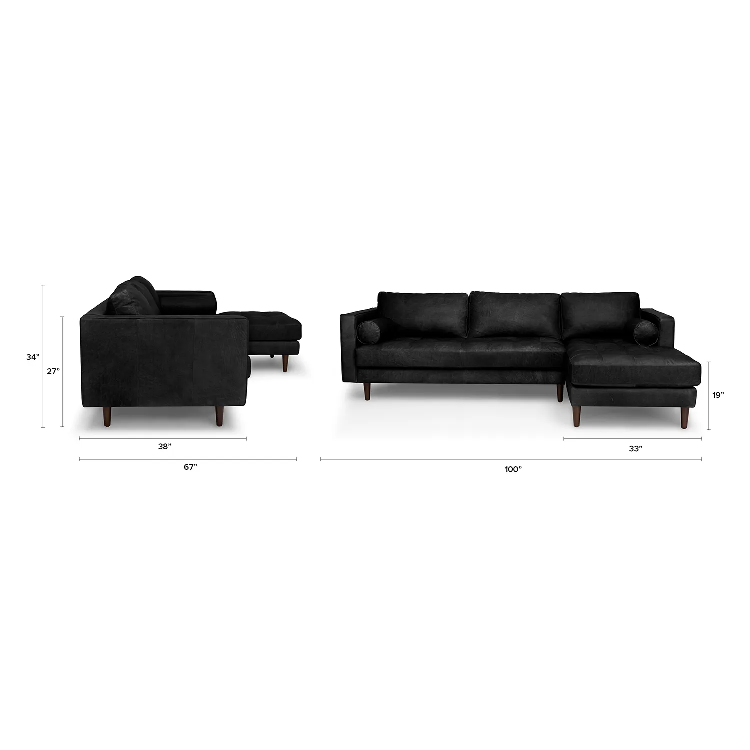 Sven 100_ Tufted Leather Right Sectional - Oxford Black - Image 13
