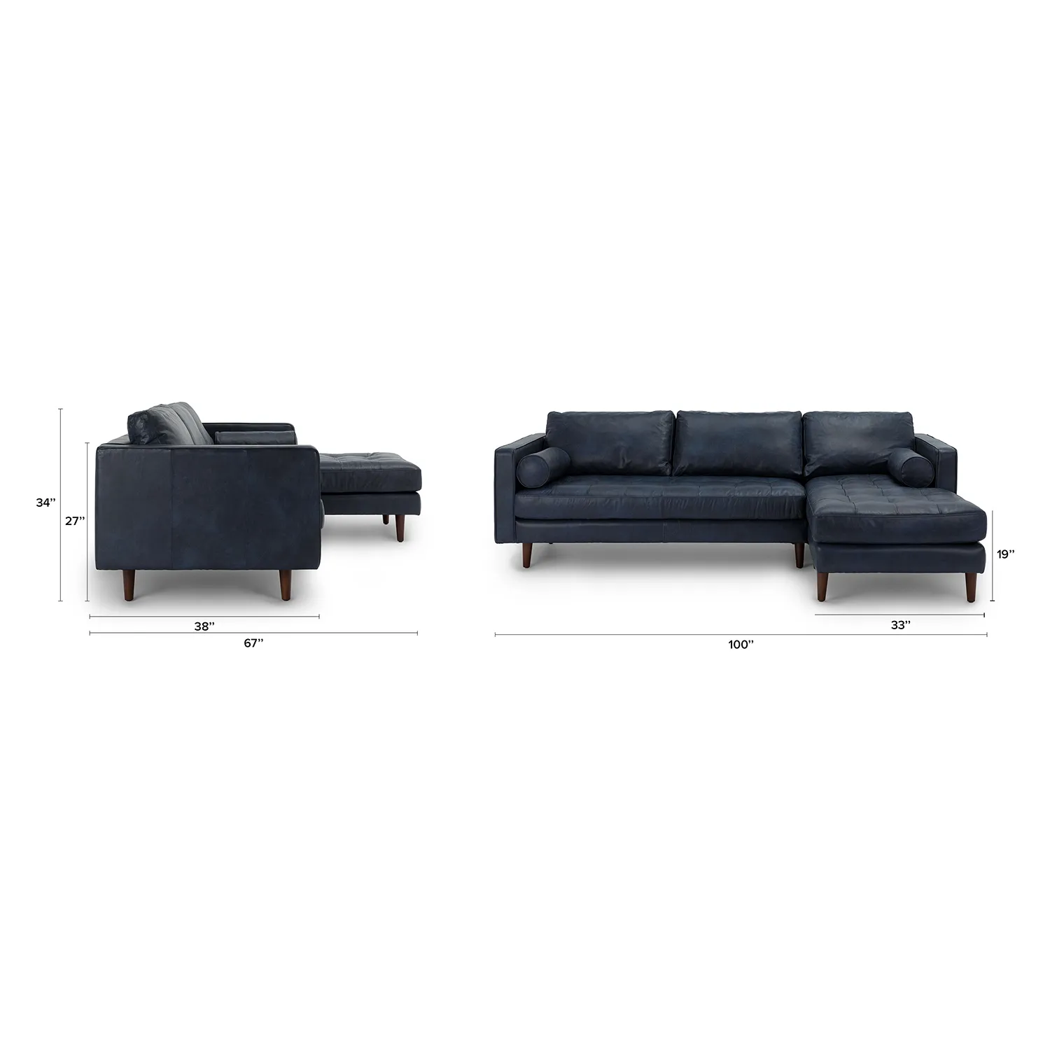 Sven 100_ Tufted Leather Right Sectional - Oxford Blue - Image 13
