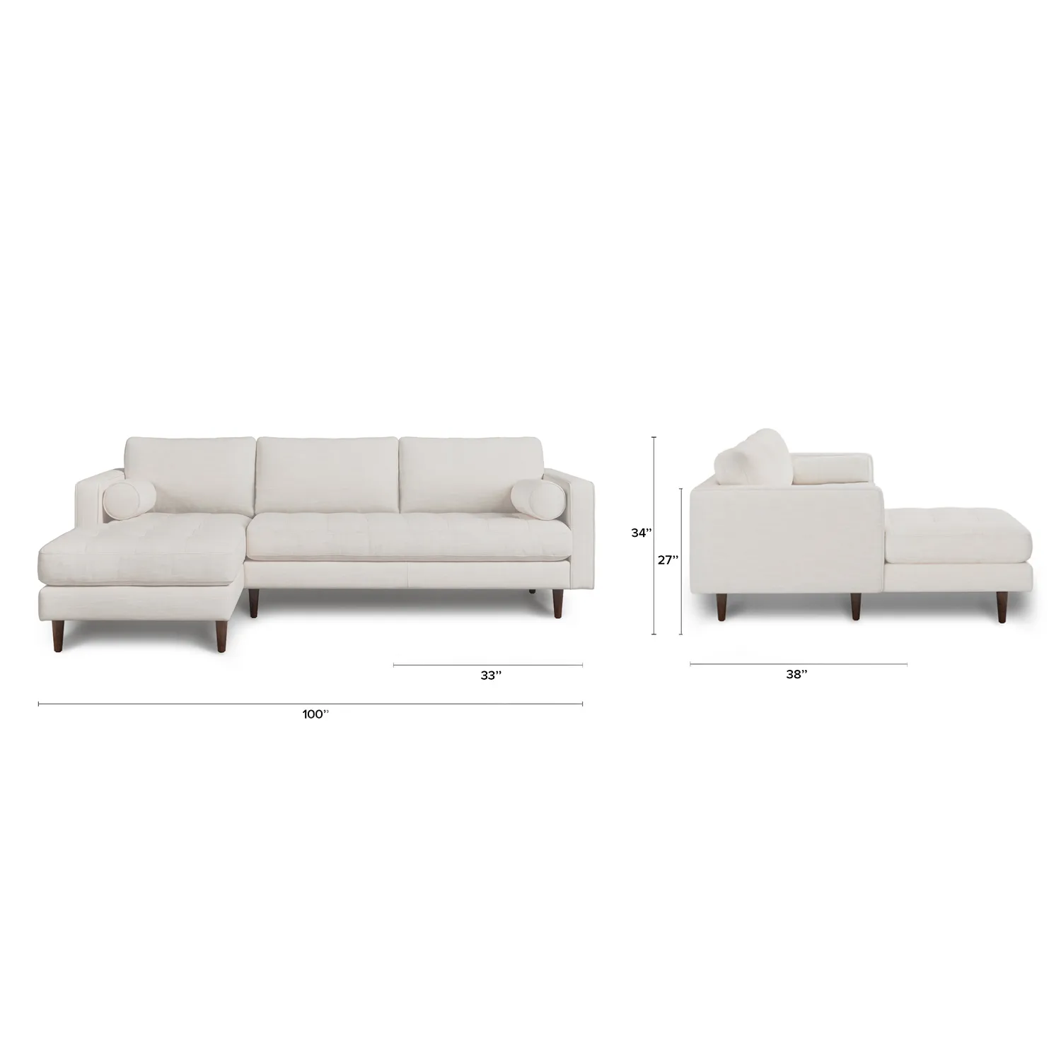 Sven 100_ Tufted Left Sectional - Biscuit Cream - Image 13