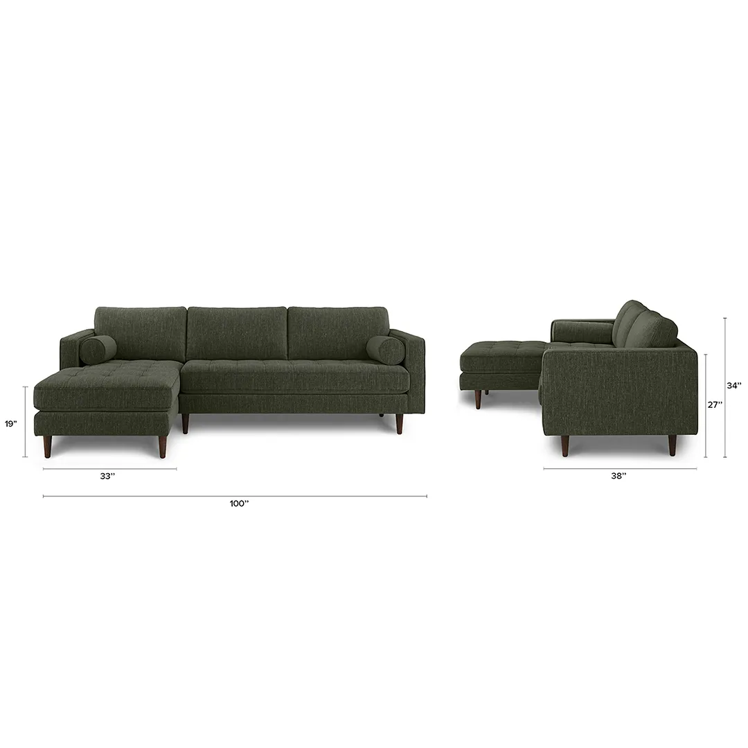 Sven 100_ Tufted Left Sectional - Fir Green - Image 13