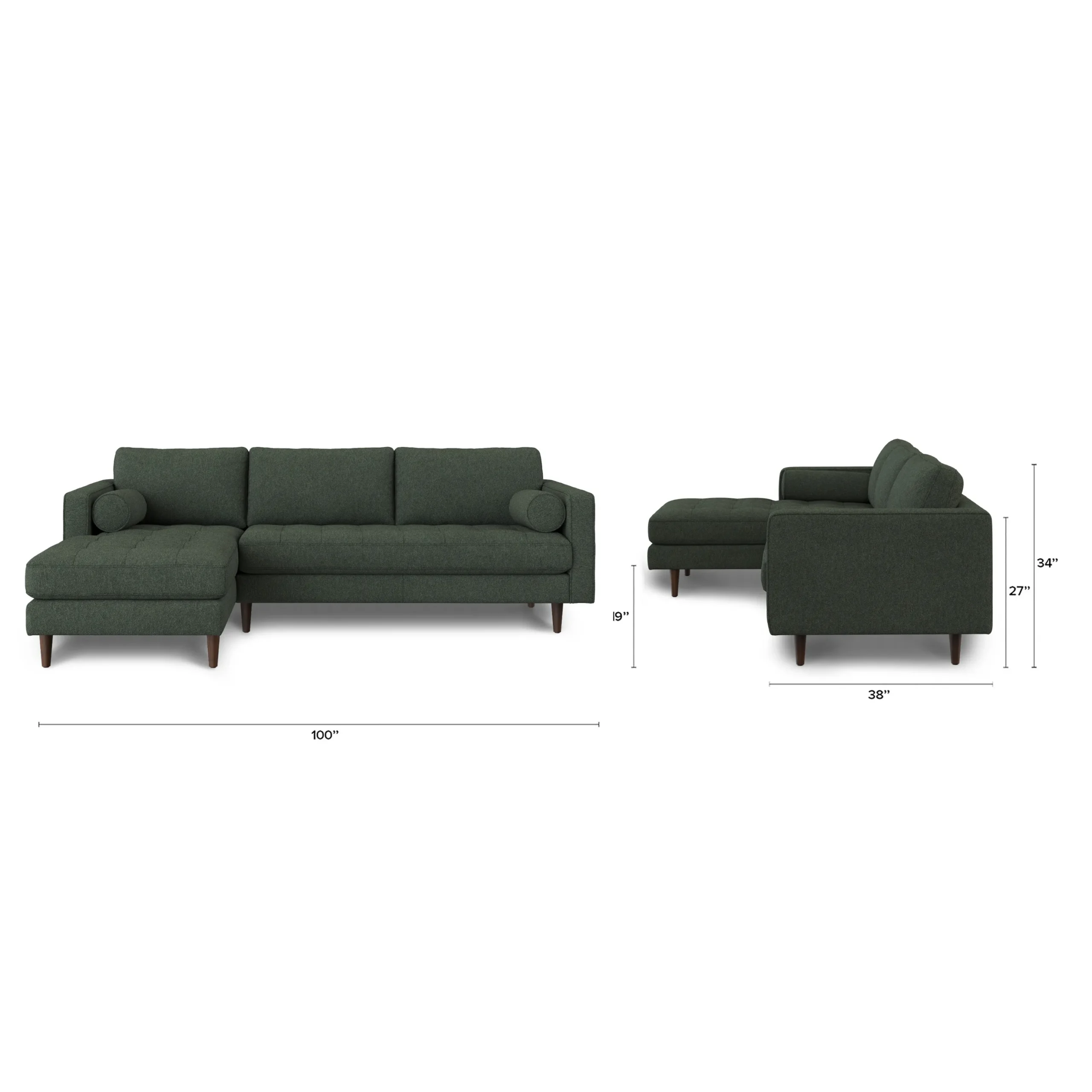 Sven 100_ Tufted Left Sectional - Green Wool Bouclé - Image 13