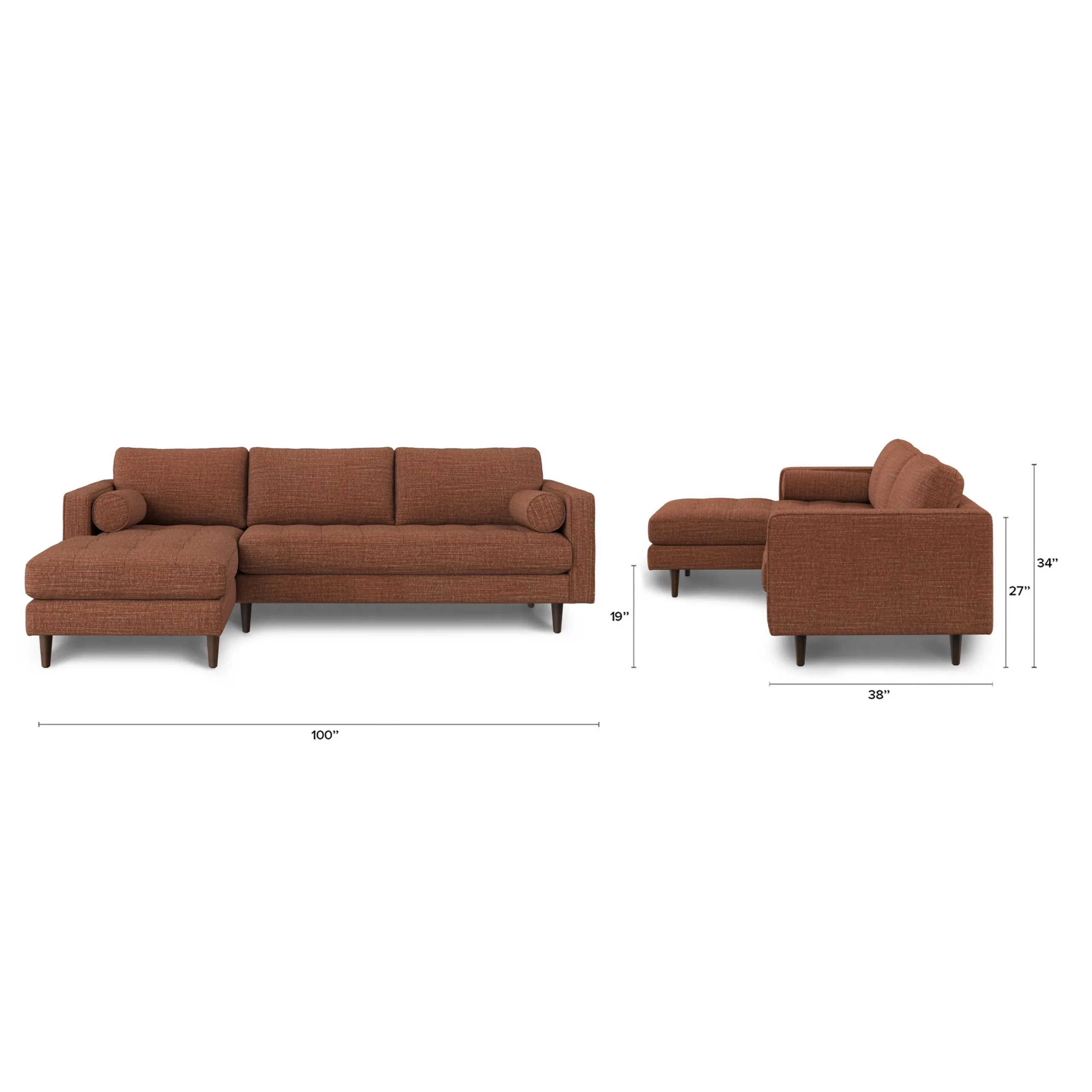 Sven 100_ Tufted Left Sectional - Napa Rust - Image 13