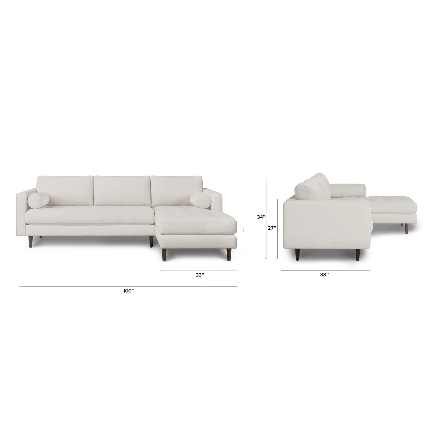 Sven 100_ Tufted Right Sectional - Biscuit Cream - Image 13
