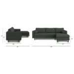 Sven 100_ Tufted Right Sectional - Green Wool Bouclé
