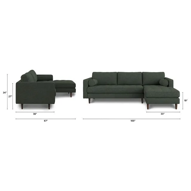 Sven 100_ Tufted Right Sectional - Green Wool Bouclé - Image 13