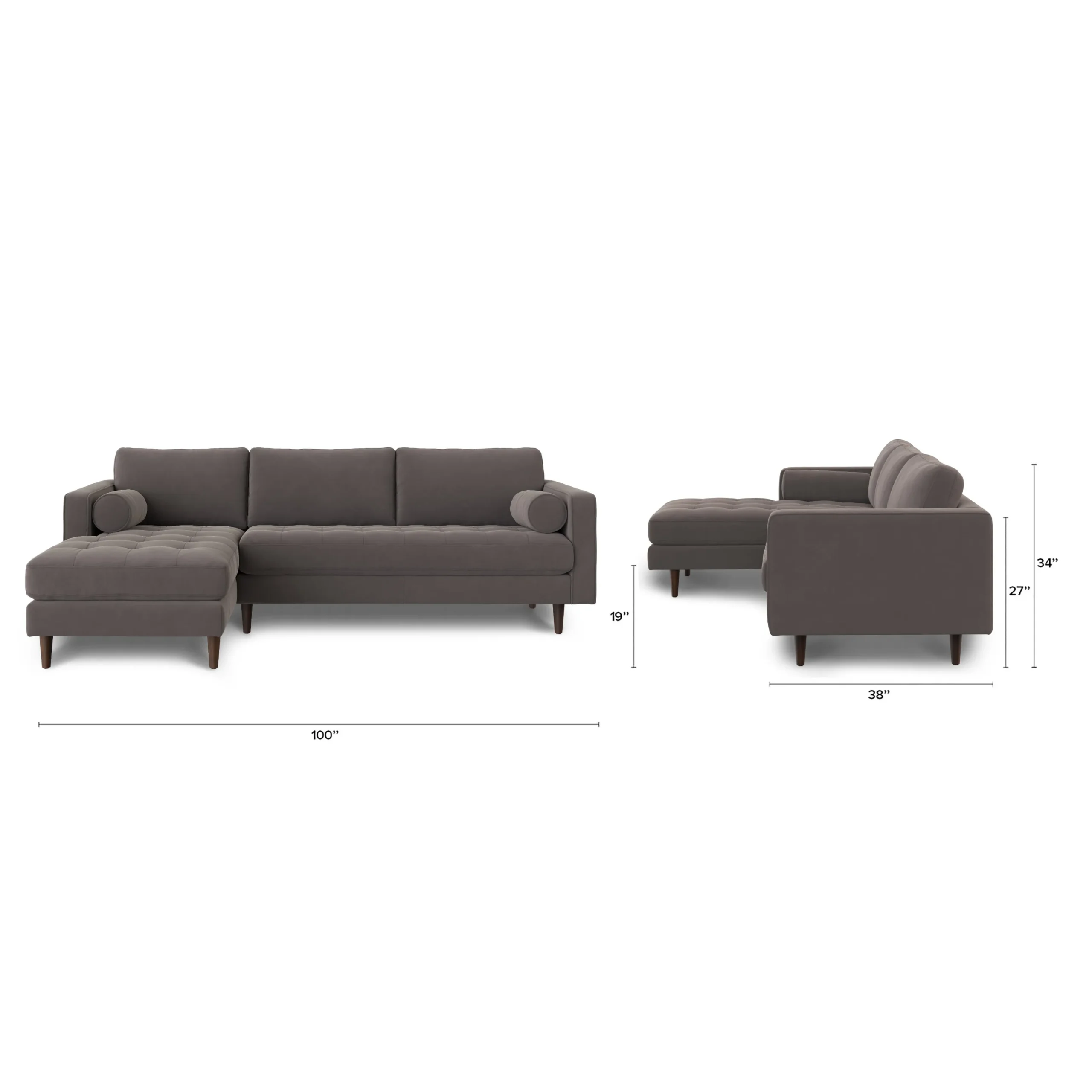 Sven 100_ Tufted Velvet Left Sectional - Hale Warm Gray - Image 13