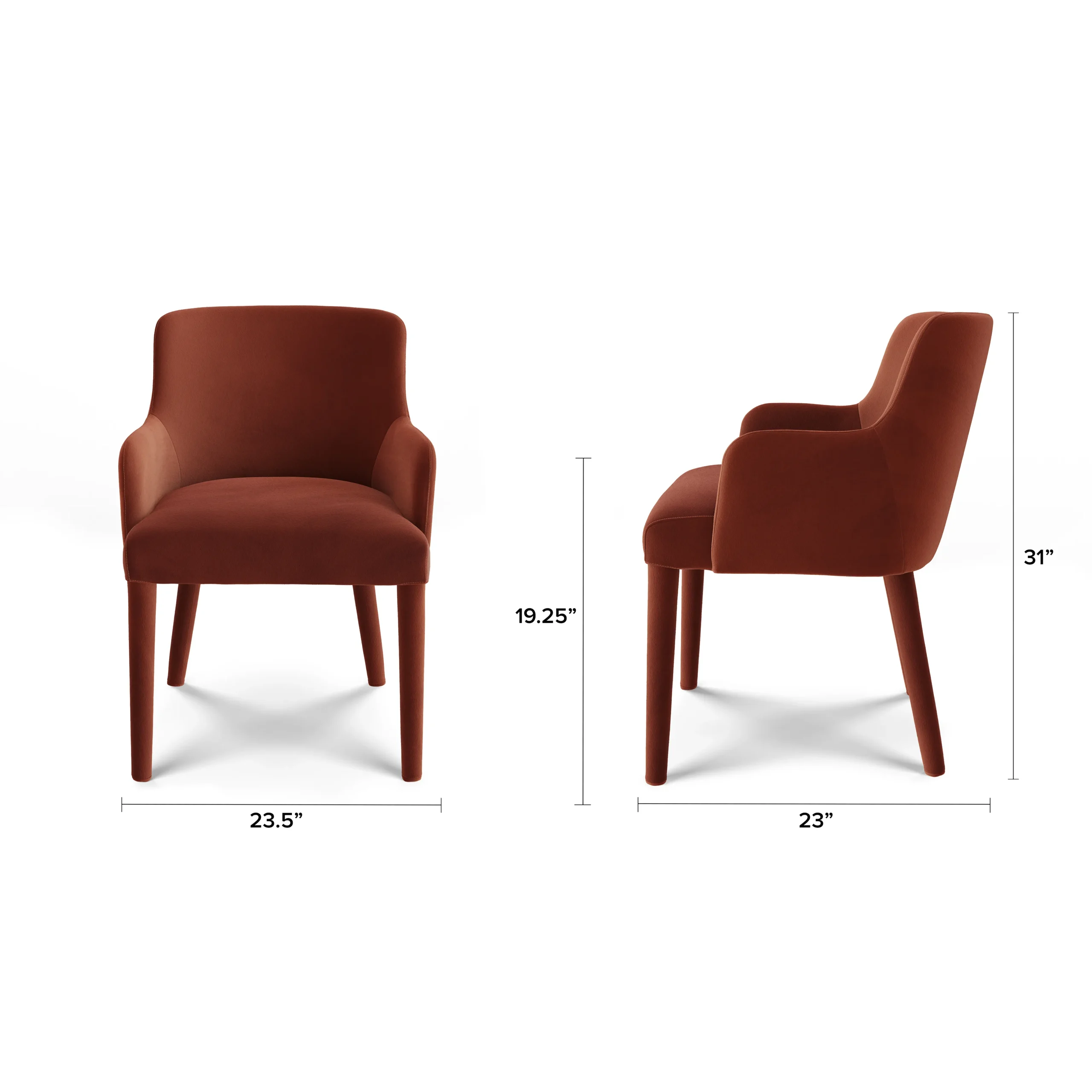 Harris Velvet Dining Armchair - Hale Rust - Image 13