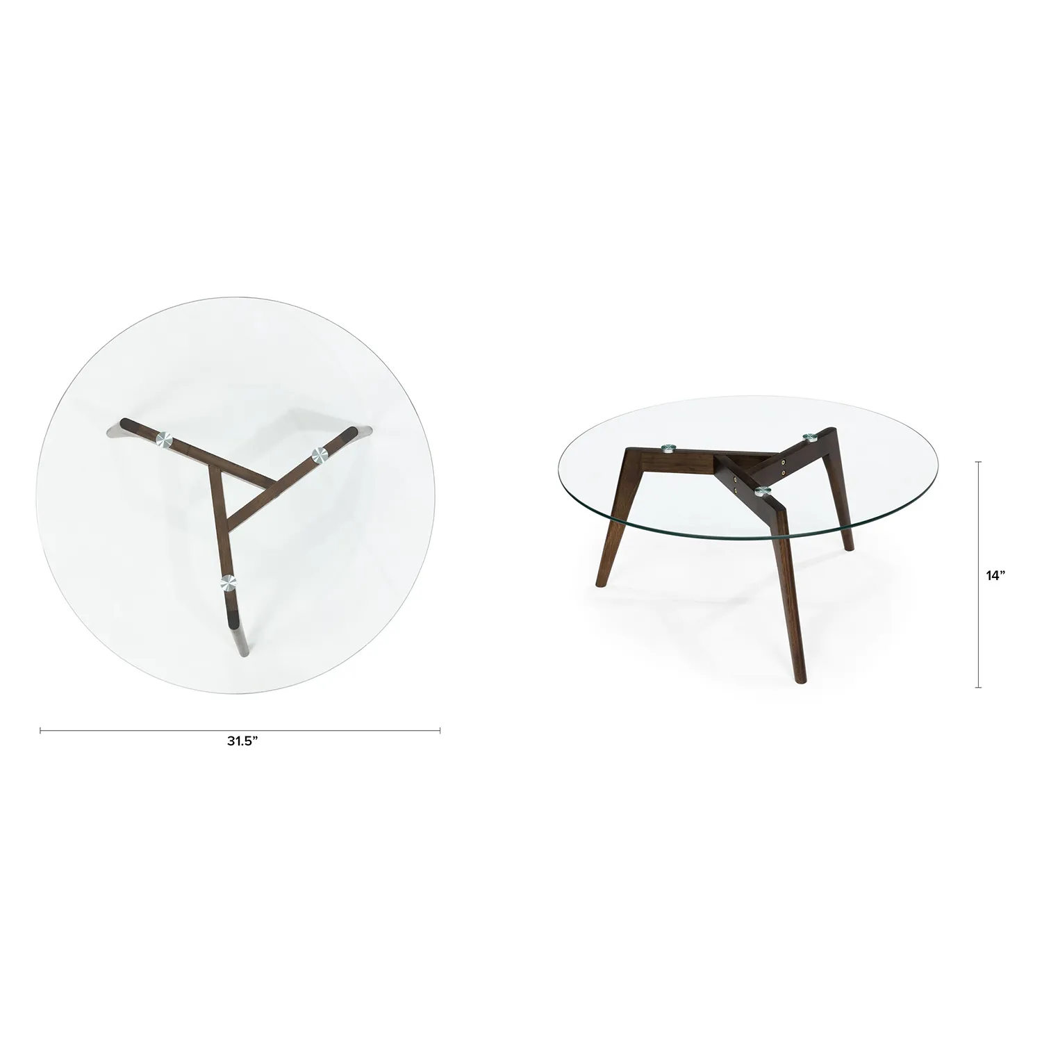 Clarus 31.5_ Glass Coffee Table - Walnut - Image 6