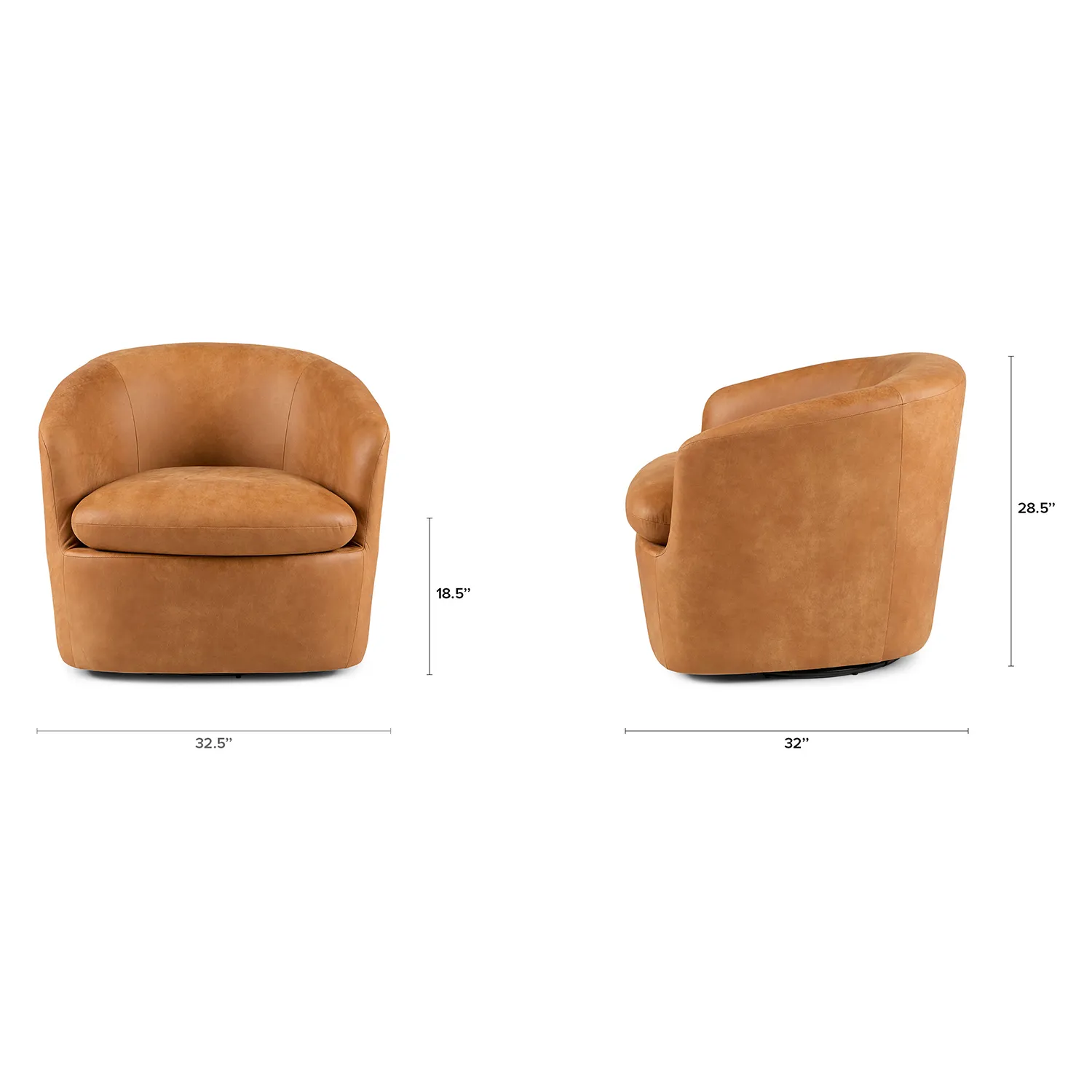 Turoy 32.5_ Leather Swivel Lounge Chair - Rawhide Tan - Image 2