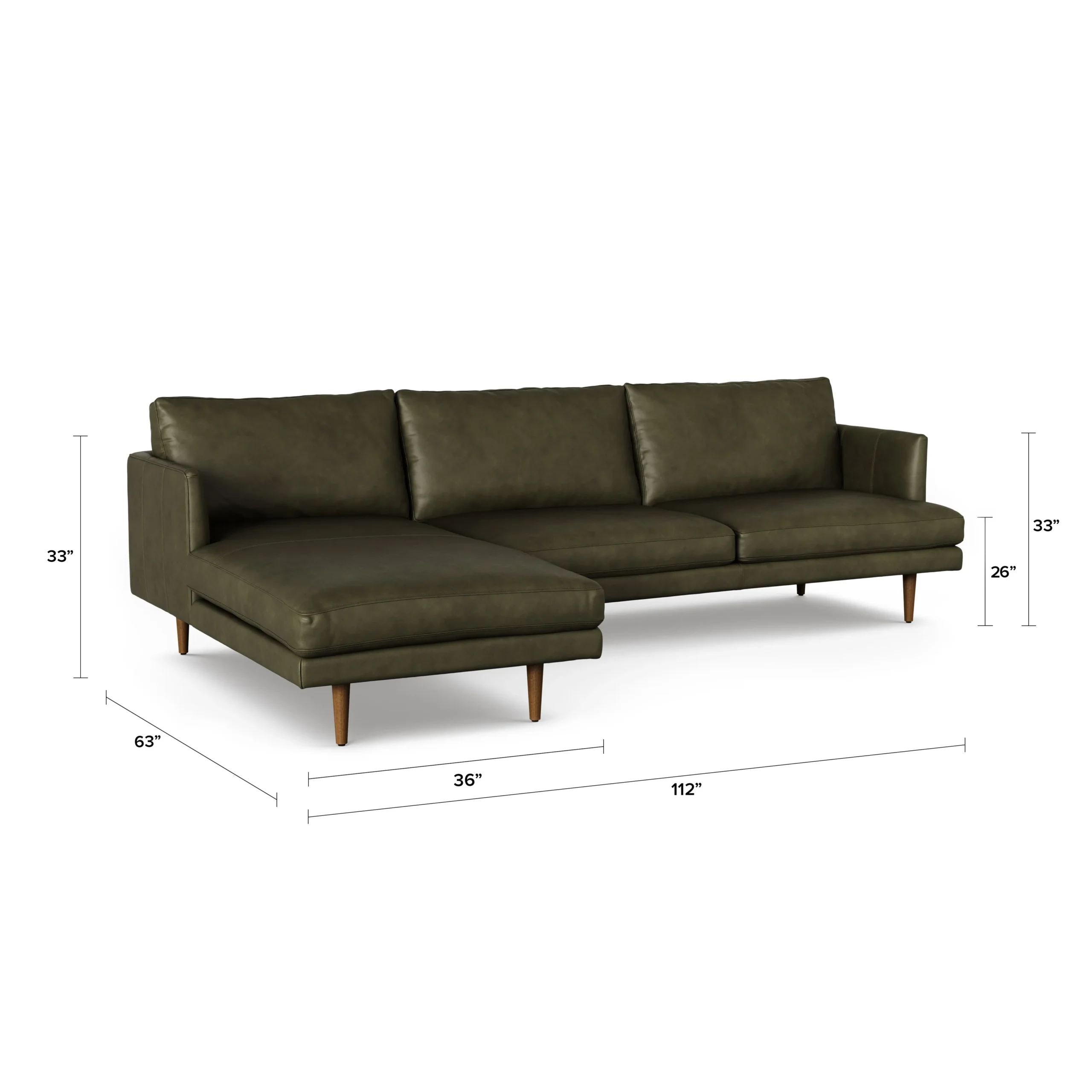 Burrard 112_ Leather Left Sectional - Charme Green - Image 14