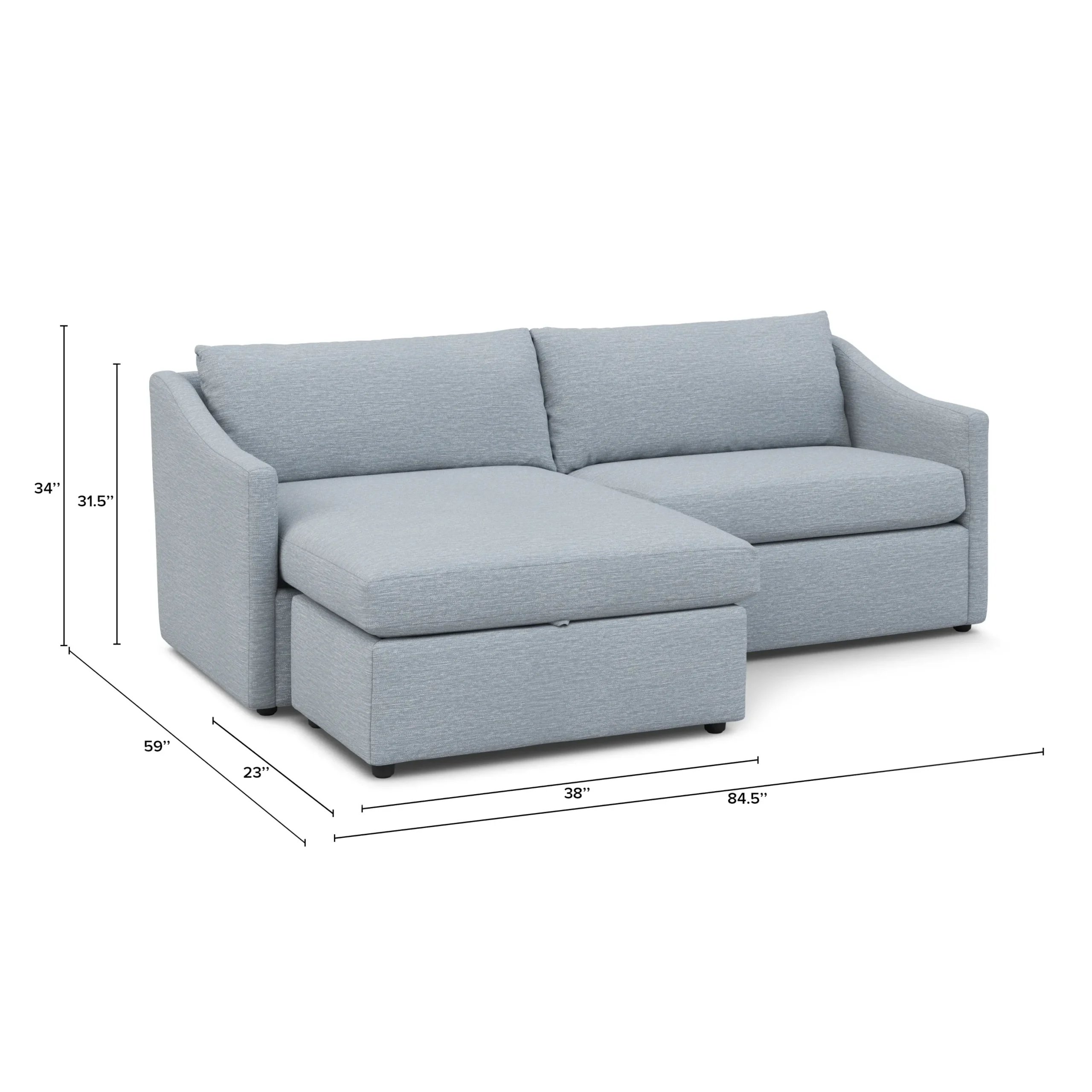 Landry 84.5_ Reversible Storage Sectional - Silver Light Blue - Image 14