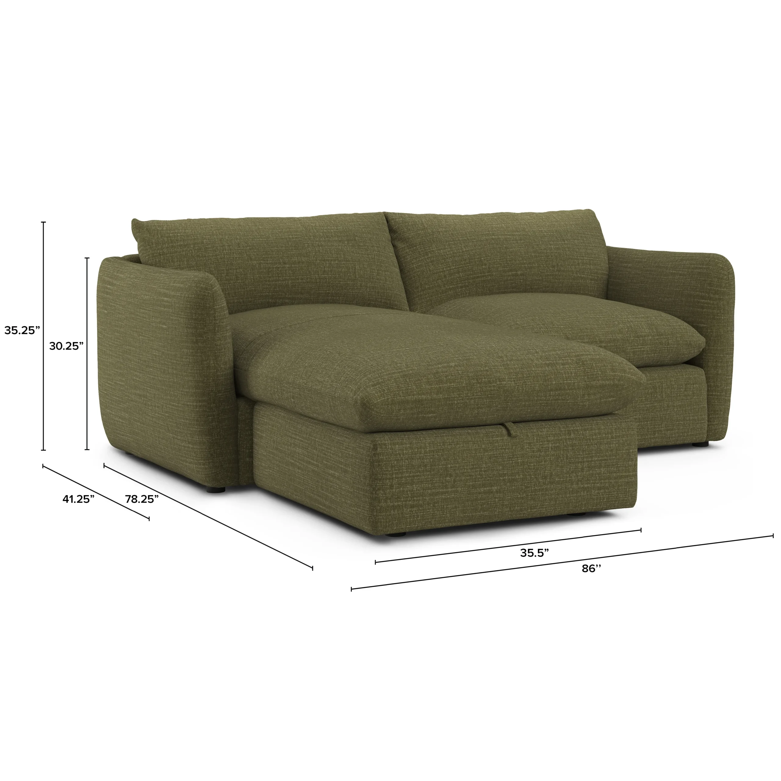 Leigh 86_ Reversible Storage Sectional - Napa Moss - Image 14