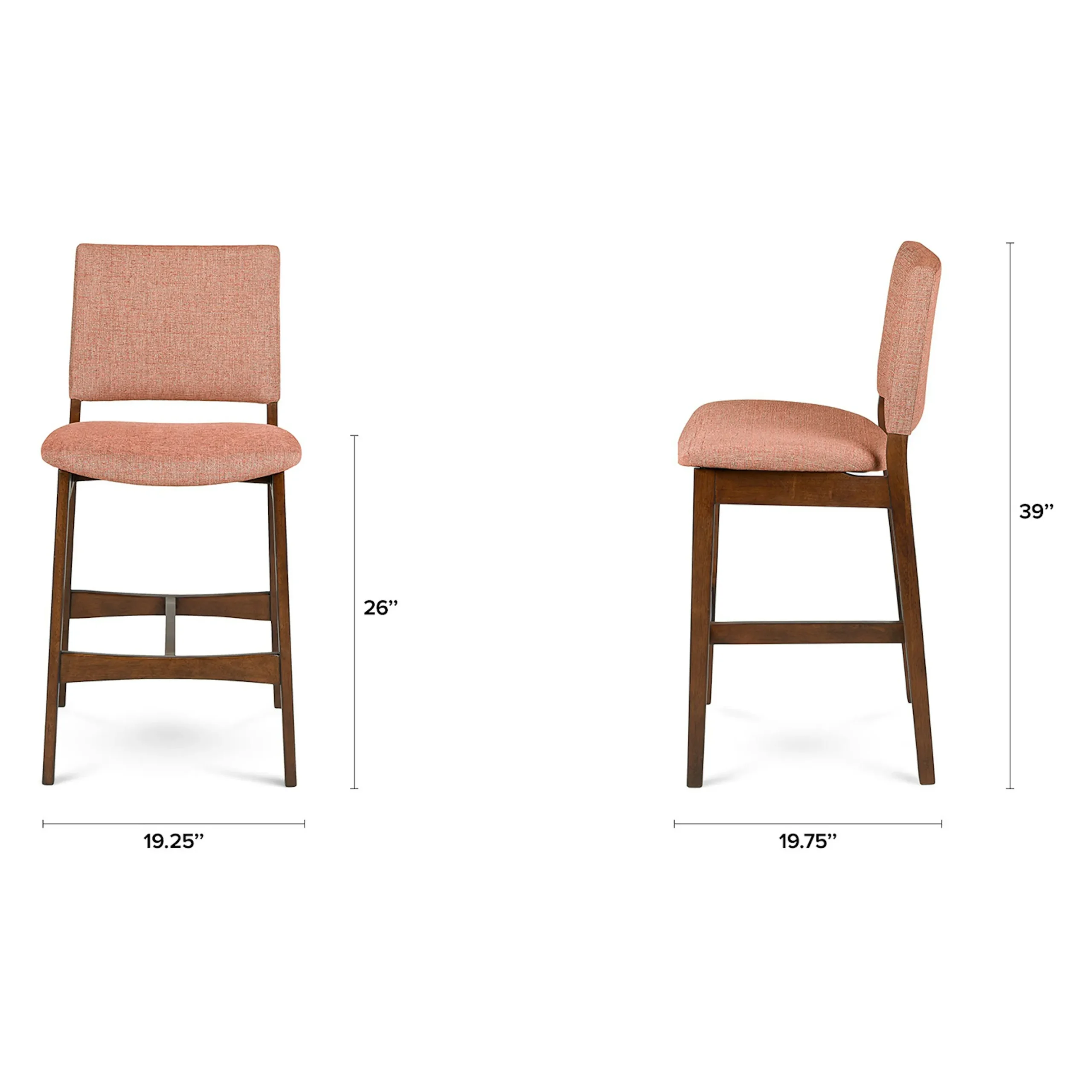 Nosh Counter Stool - Walnut and Rosehip Orange - Image 14